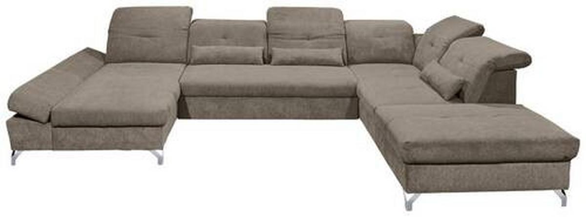 Ecksofa Melfi Graubraun U: 168 cm - Graubraun/Silberfarben, MODERN, Textil (168/350/245cm) - MID.YOU