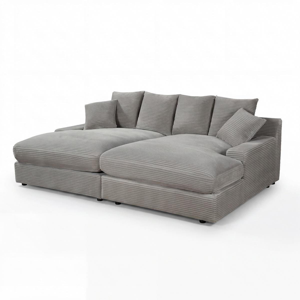 Veľká pohovka ELEONORA, sv.sivý menčester, max. 360 kg - čierna/svetlosivá, Modern, drevo/textil (250/97/168cm) - Bessagi Home