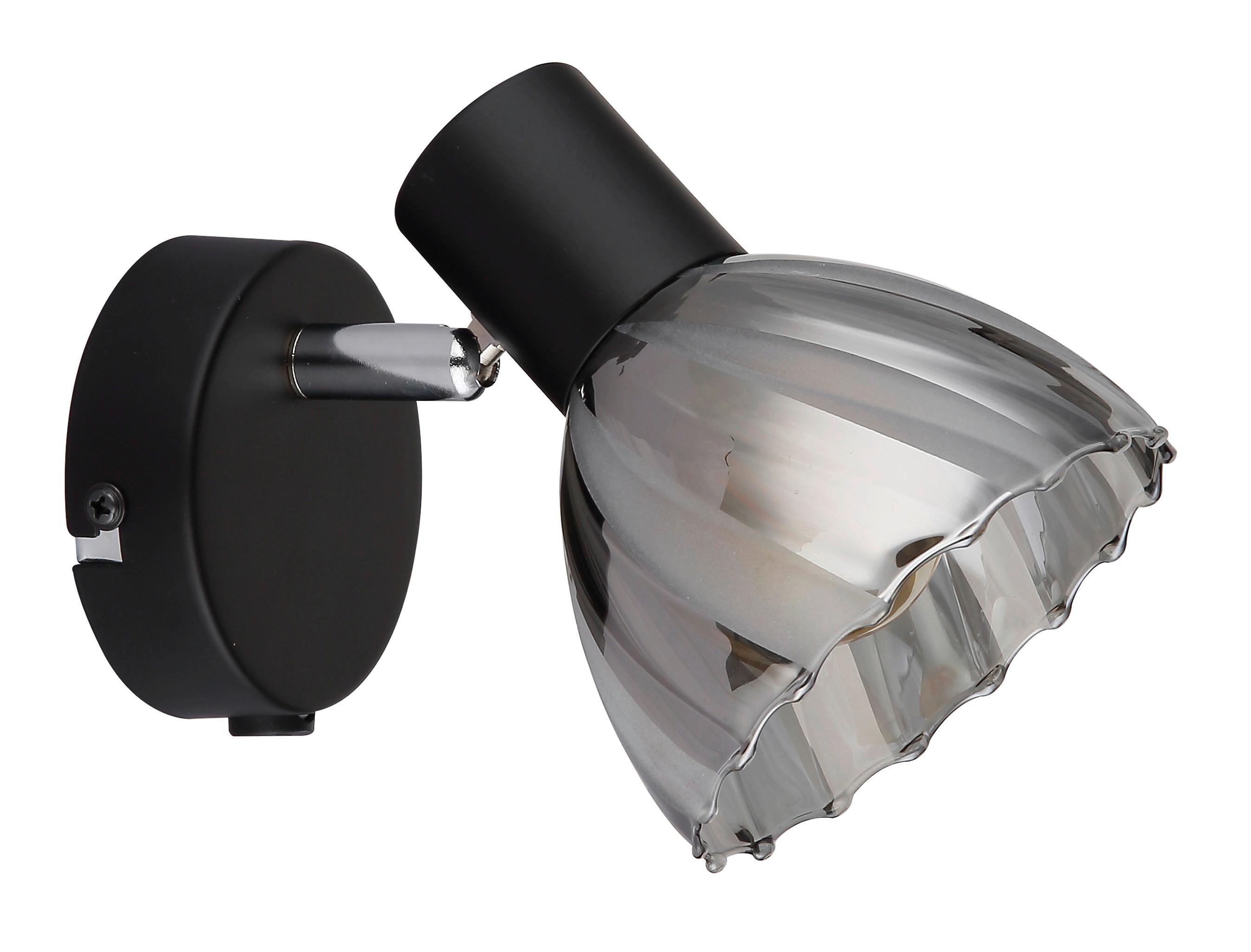Strahler Zachery Grau Schwarz D: 10 cm - Schwarz/Grau, KONVENTIONELL, Glas/Metall (10/12,5cm) - Globo