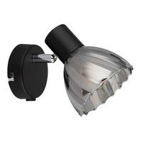 Strahler Zachery Grau Schwarz D: 10 cm - Schwarz/Grau, KONVENTIONELL, Glas/Metall (10/12,5cm) - Globo