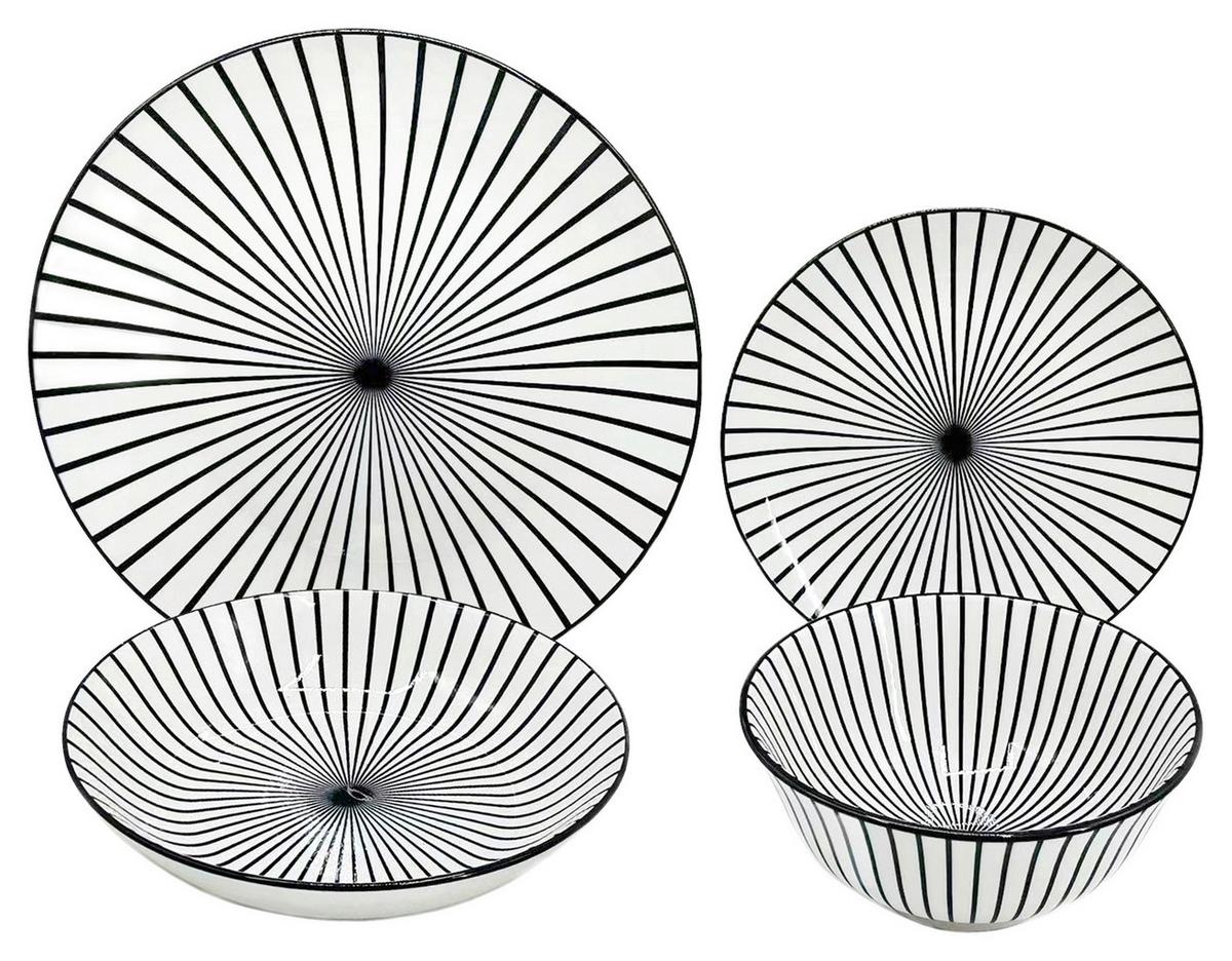 Tafelservice Miyu - Schwarz/Weiß, MODERN, Keramik - James Wood