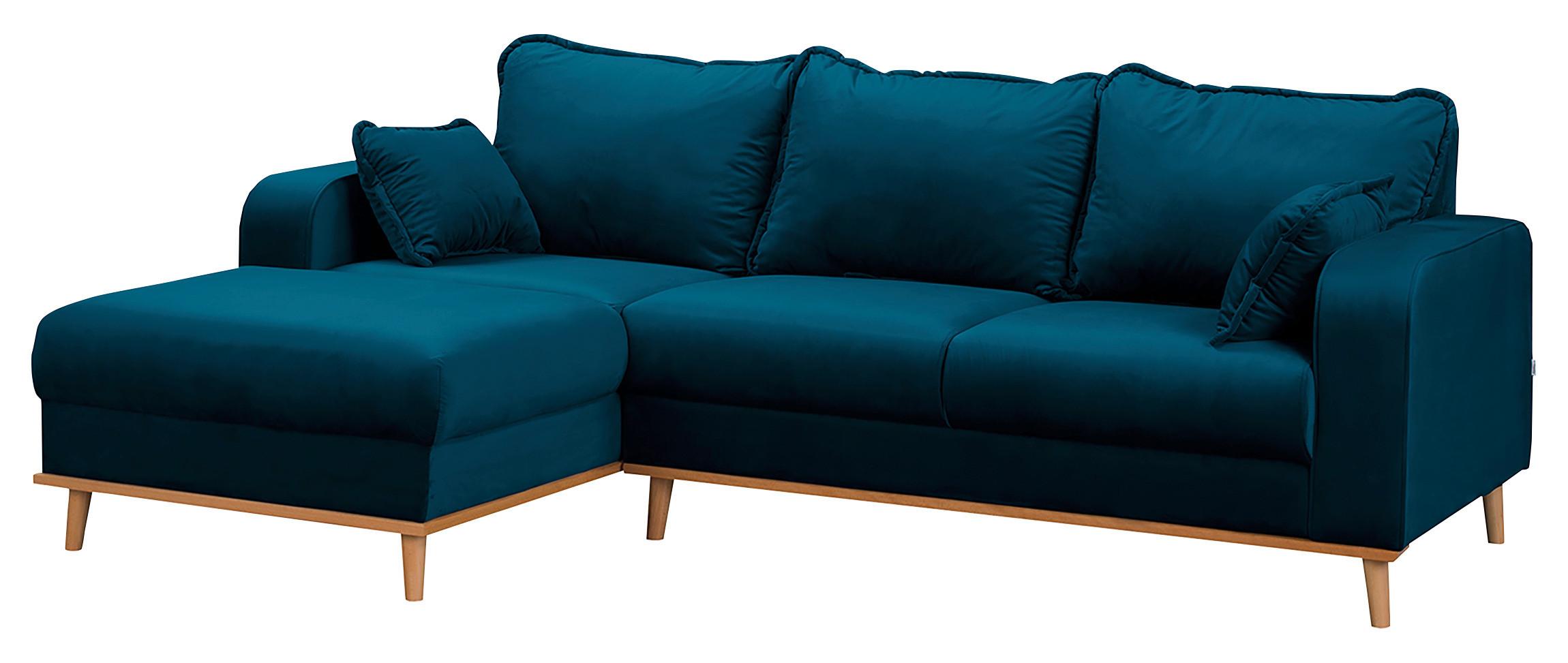 Ecksofa Beata Blau S: 150x230 cm - Wengefarben/Blau, Design, Textil (150/230cm) - Livetastic