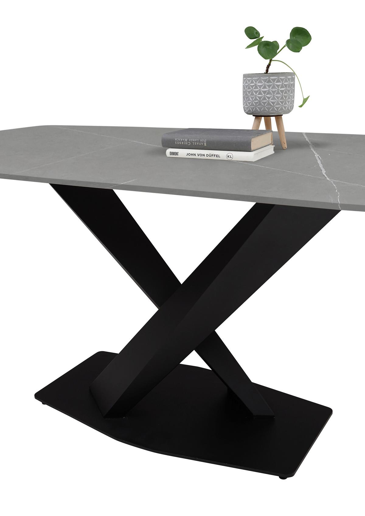 Esstisch Ventura - Schwarz/Grau, MODERN, Keramik/Metall (180/90/75cm) - MID.YOU