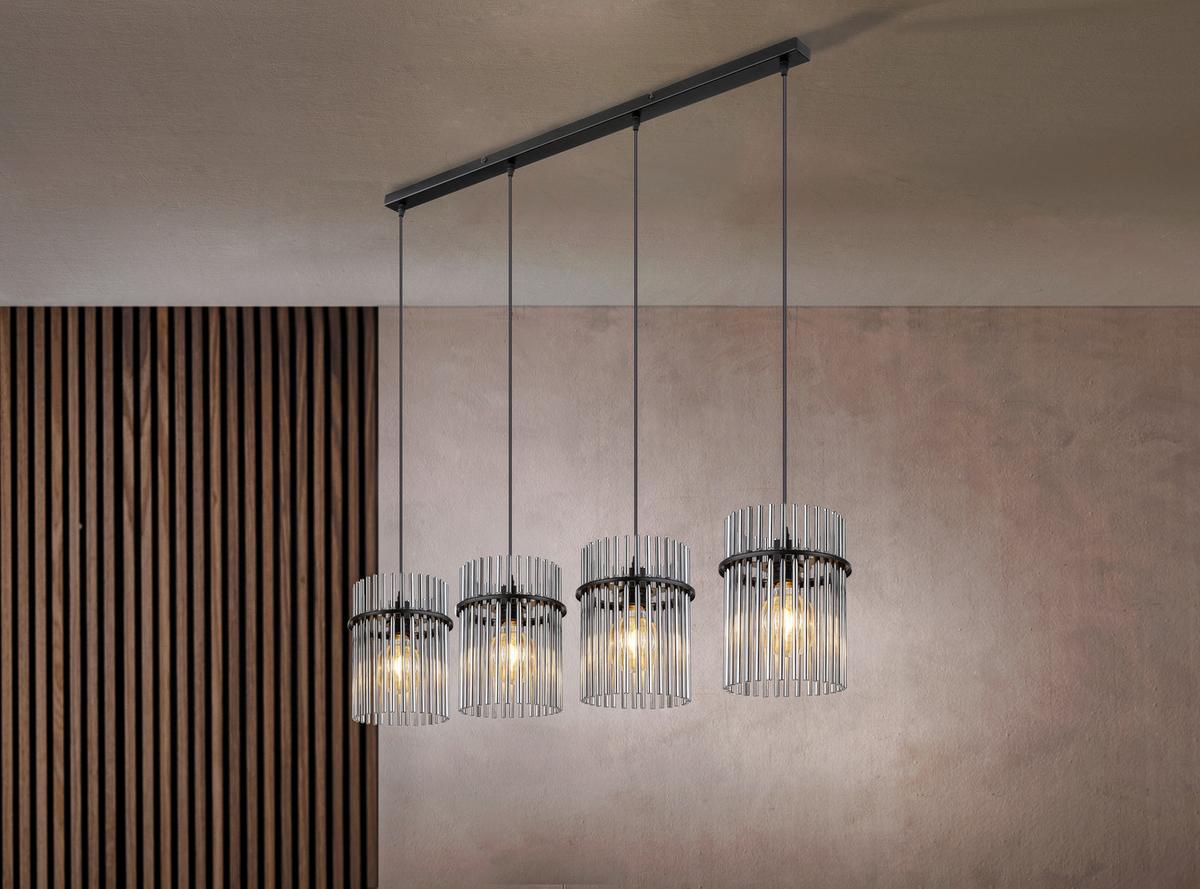 ZÁVESNÉ SVIETIDLO GORLEY - čierna/sivá, Trend, kov/sklo (110/20/140cm) - Globo