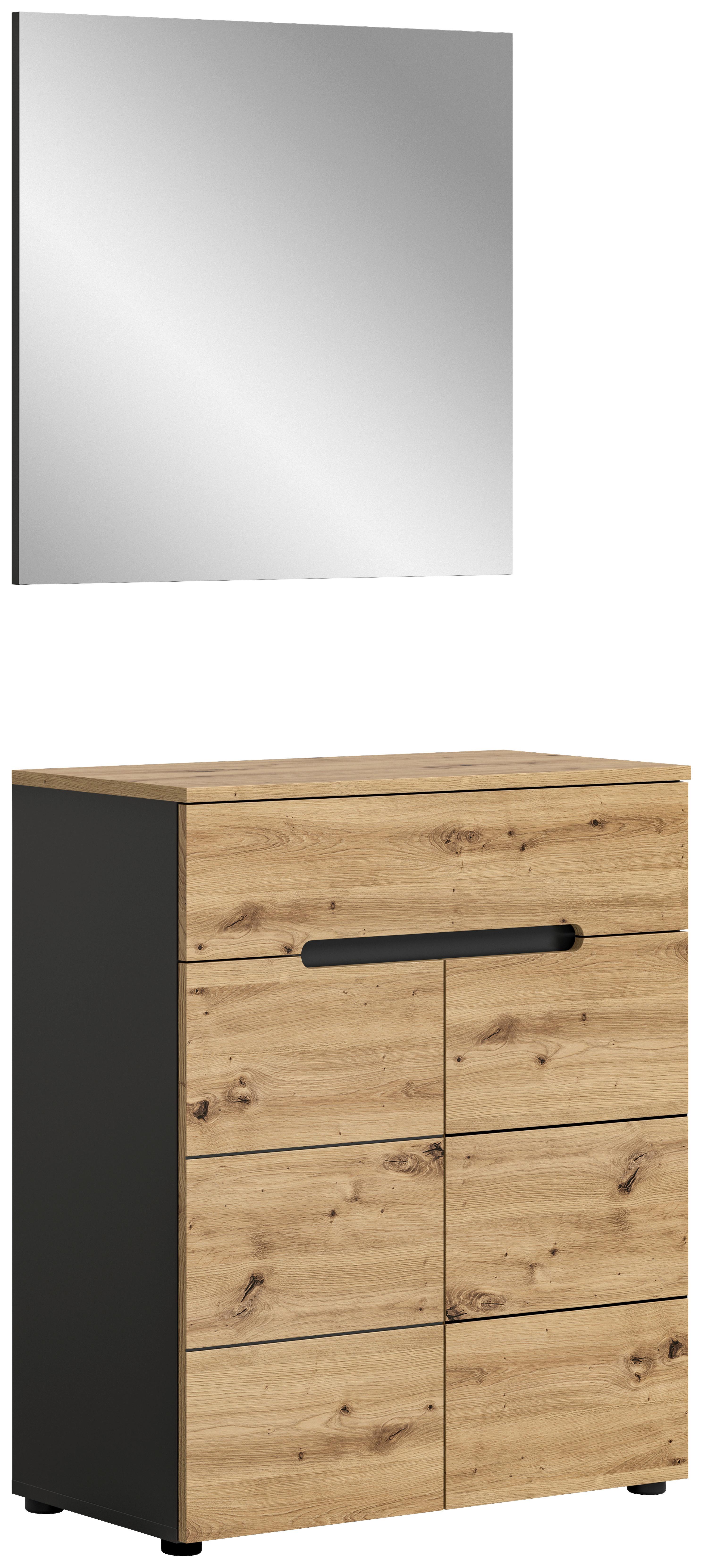 Garderobe Canu Eiche Artisan B: 80 cm - KONVENTIONELL, Glas/Holzwerkstoff (80/190/37cm) - MID.YOU