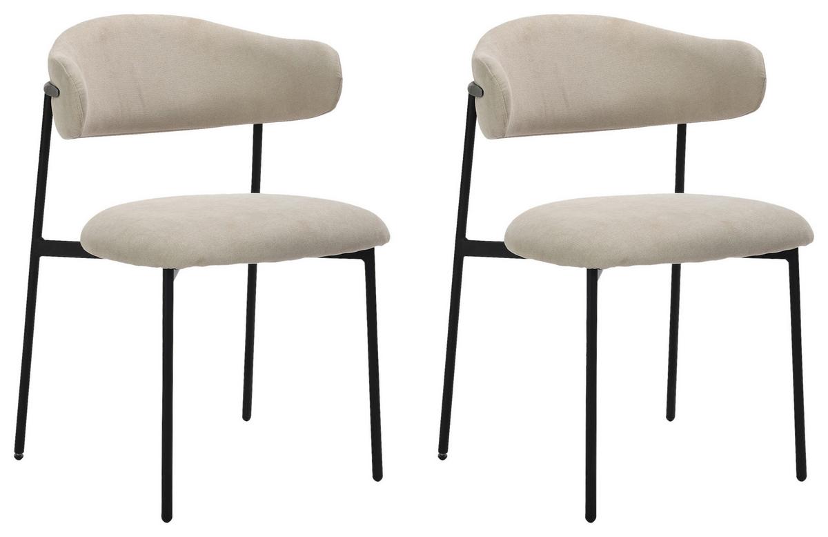 Esszimmerstuhl Jersey Schwarz, Taupe 2er Set - Taupe/Schwarz, Design, Textil/Metall (58/78/54,5cm) - MID.YOU