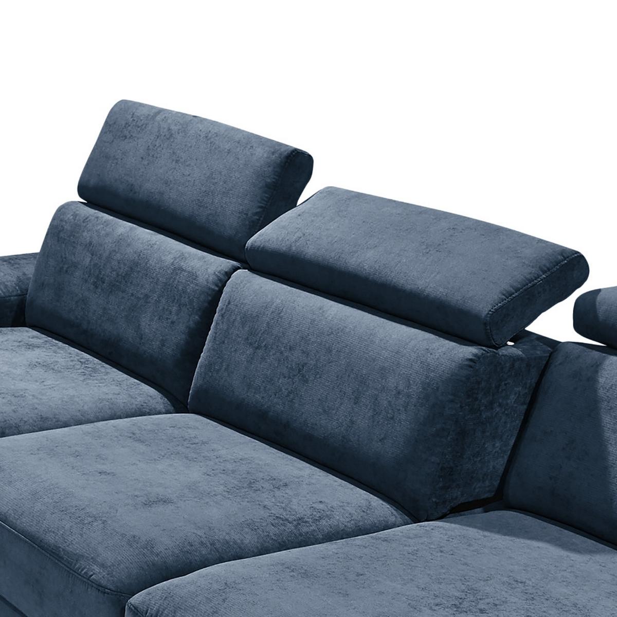 Ecksofa Elvis Dunkelblau S: 182x259 Cm - Silberfarben/Dunkelblau, KONVENTIONELL, Textil (182/259cm) - Trendmanufaktur