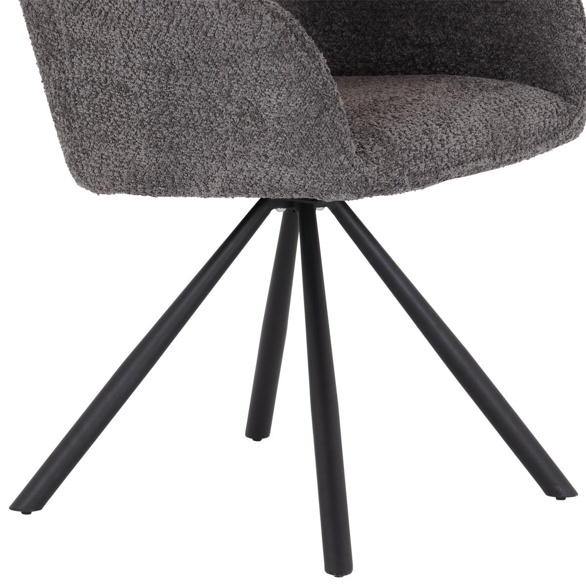 Armlehnstuhl Dream Grau Gepolstert - Schwarz/Grau, MODERN, Holz/Textil (59/88/64cm) - MID.YOU