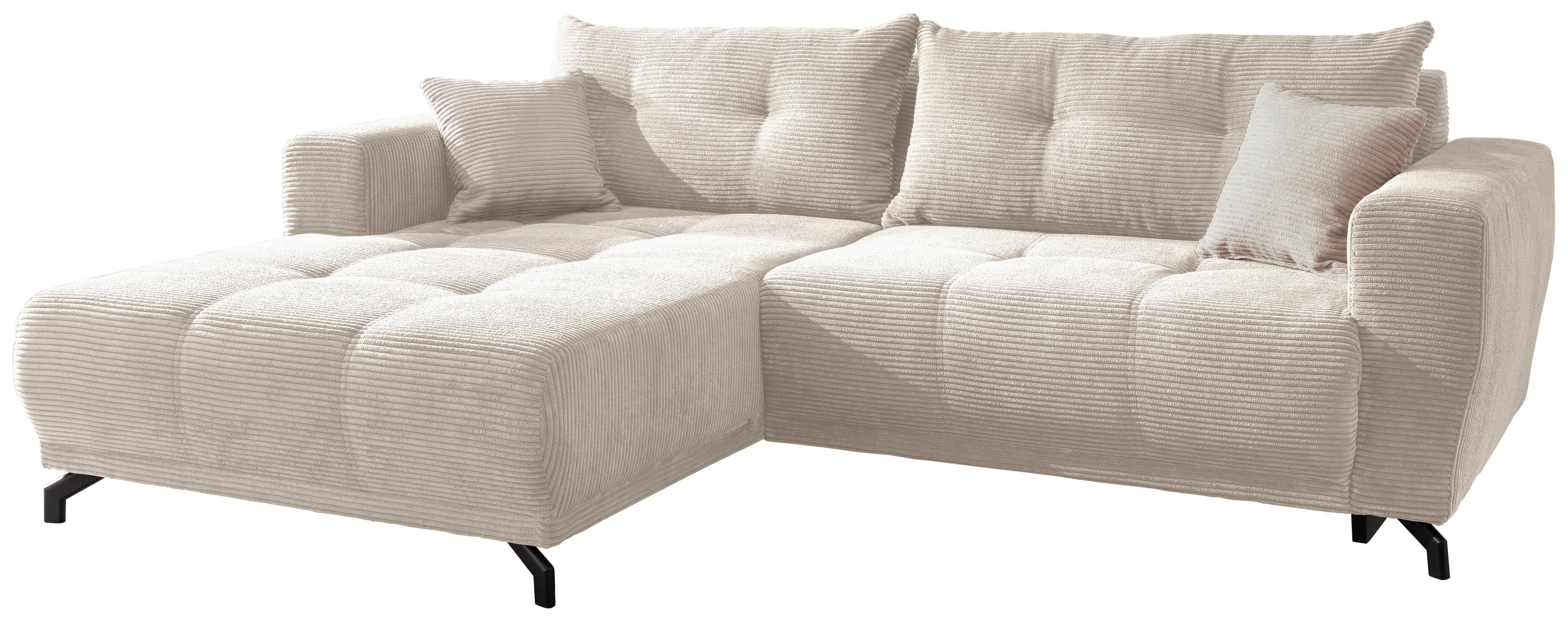 Ecksofa mit Liegefunktion Restato Beige Cord - Beige/Schwarz, MODERN, Holz/Textil (177/246cm) - MID.YOU