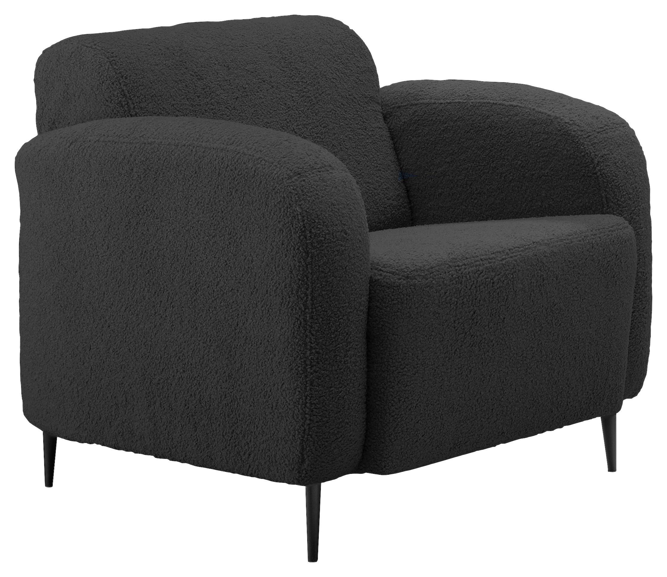 Polstersessel mit Armlehnen Marone Teddystoff Anthrazit - Anthrazit/Schwarz, MODERN, Textil (85/76/90cm) - Livetastic