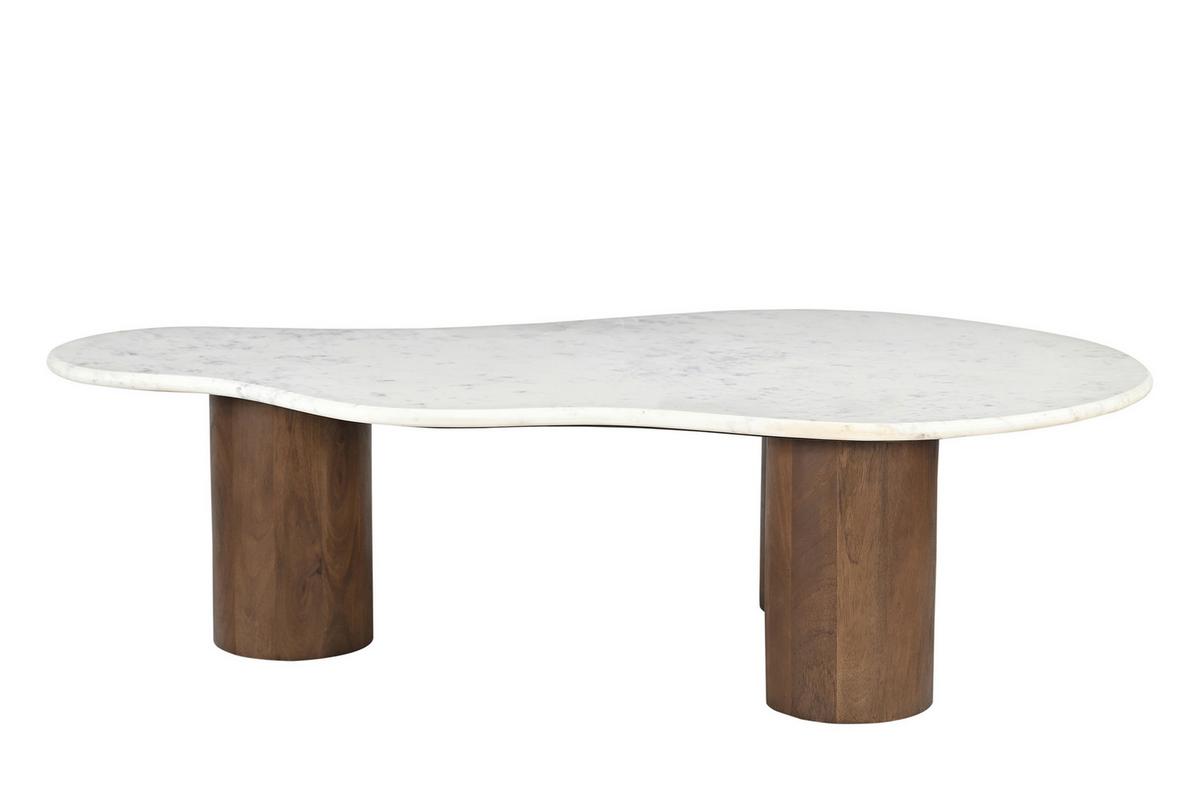 COUCHTISCH Braun/Weiß B: 135cm - Braun/Weiß, Design, Holz/Stein (135/80/40cm) - MID.YOU