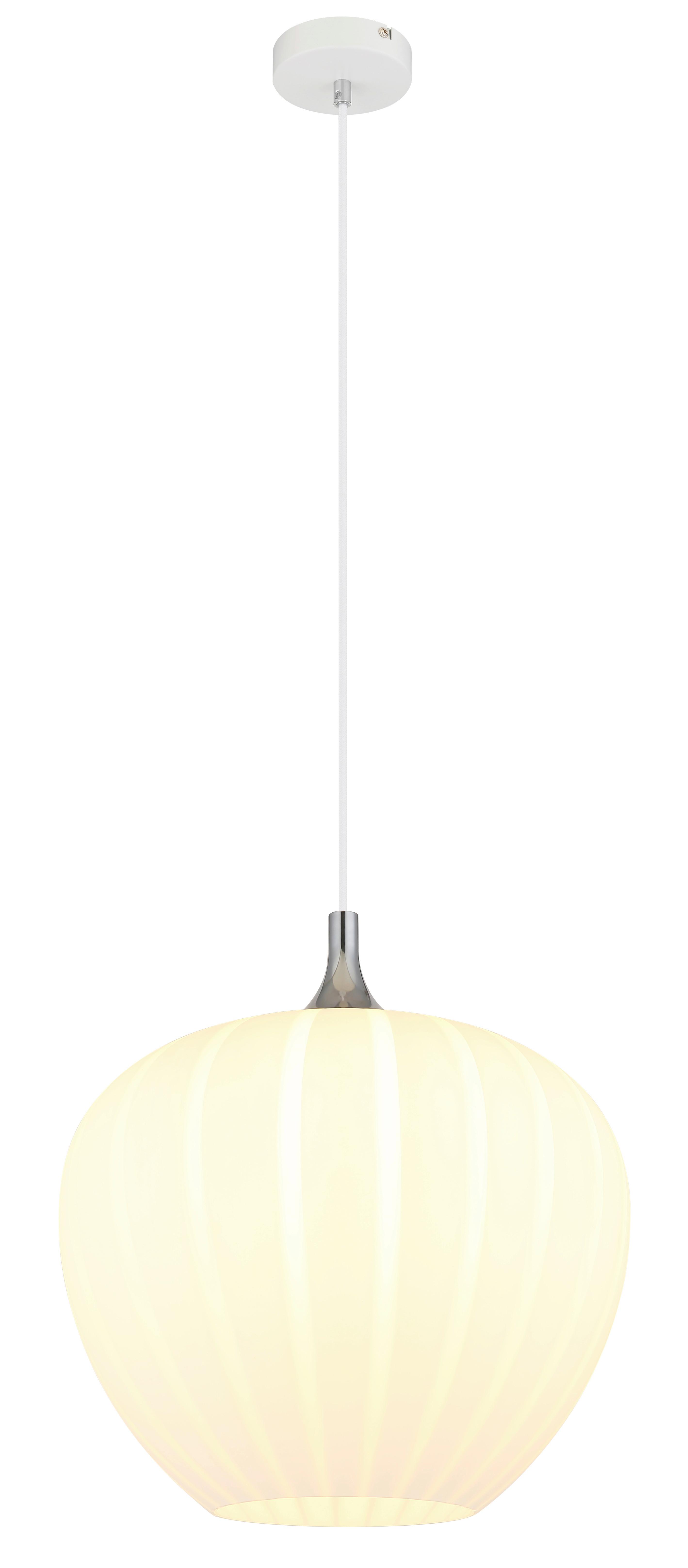 Hängeleuchte 15548h2w - Chromfarben/Weiß, KONVENTIONELL, Glas/Metall (40/120cm) - Globo