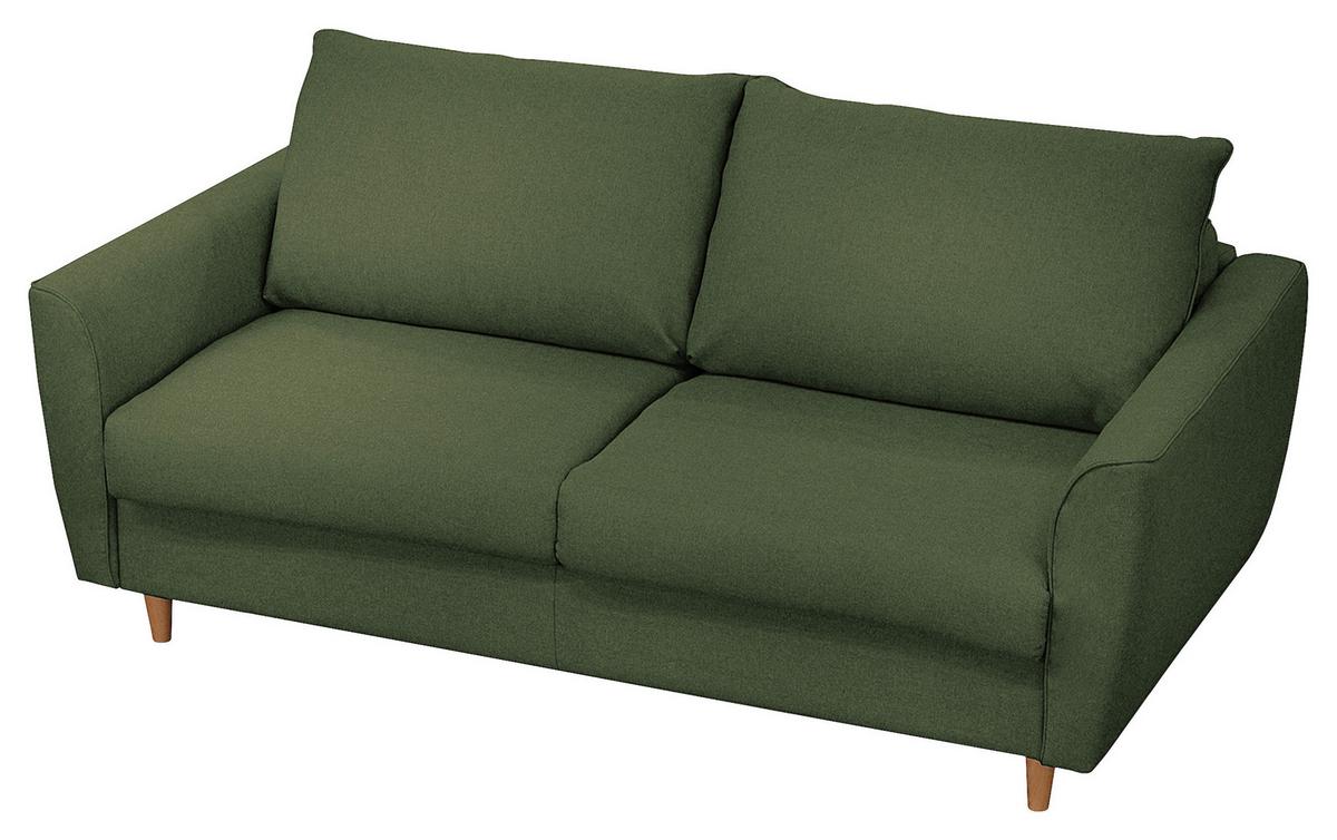 Schlafsofa Winter Dunkelgrün B: 195 cm - Dunkelgrün/Buchefarben, Design, Textil (195/90/102cm) - Livetastic