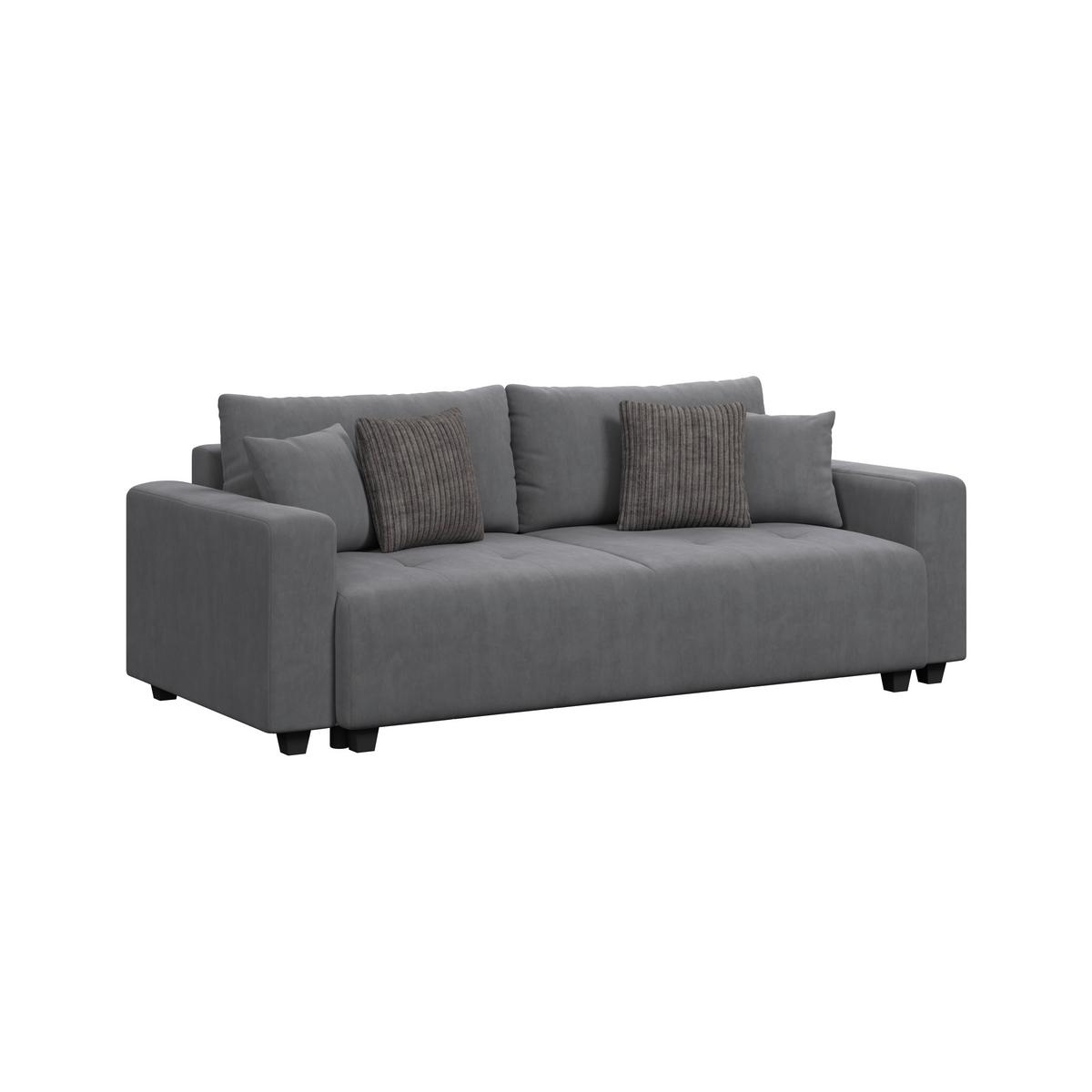 Veľká pohovka LILY, antracitový velúr, s vankúšmi - čierna/antracitová, Trend, kov/drevo (240/90,5/119cm) - Luca Bessoni