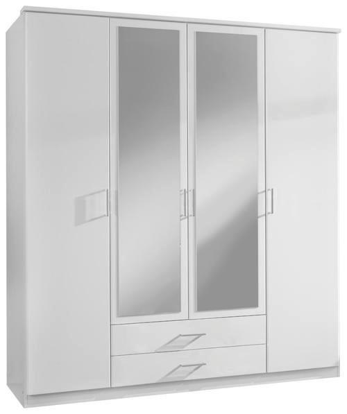Drehtürenschrank Mit Spiegel 180cm Osaka, Weiß Dekor - Weiß, KONVENTIONELL, Glas/Holzwerkstoff (180/199/58cm) - MID.YOU