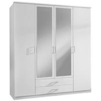 Drehtürenschrank Mit Spiegel 180cm Osaka, Weiß Dekor - Weiß, KONVENTIONELL, Glas/Holzwerkstoff (180/199/58cm) - MID.YOU
