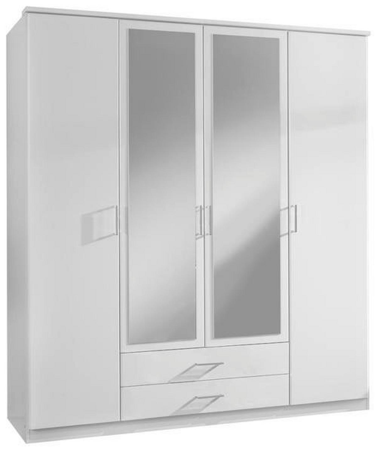 Drehtürenschrank Mit Spiegel 180cm Osaka, Weiß Dekor - Weiß, KONVENTIONELL, Glas/Holzwerkstoff (180/199/58cm) - MID.YOU