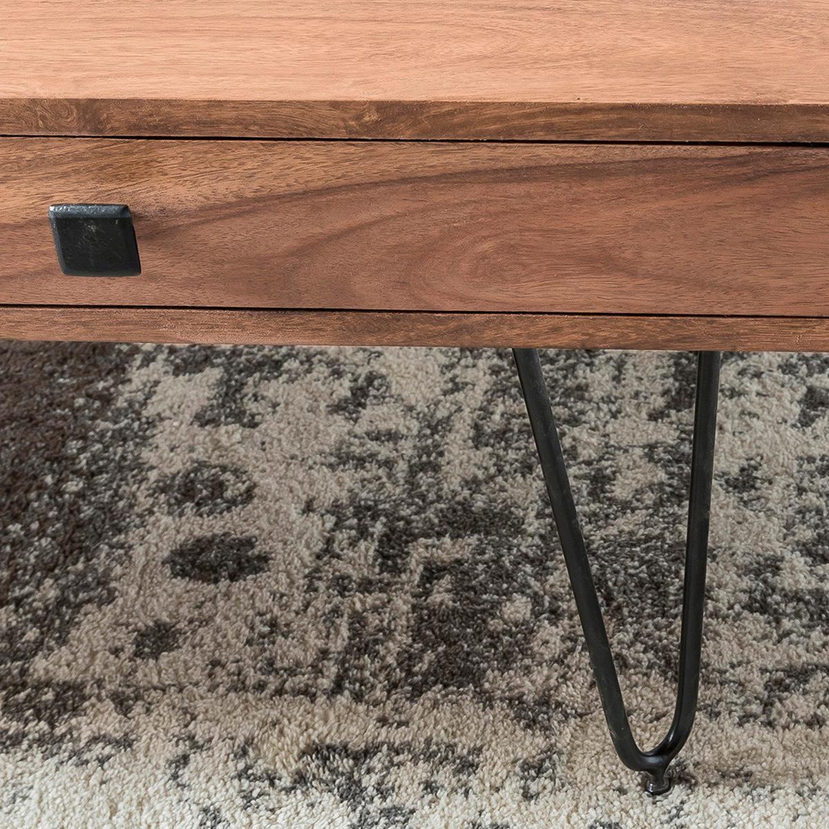 Couchtisch Holz Mit Stauraum Bagli, Akazie/schwarz - Schwarz/Akaziefarben, Design, Holz/Metall (110/60/40cm) - MID.YOU