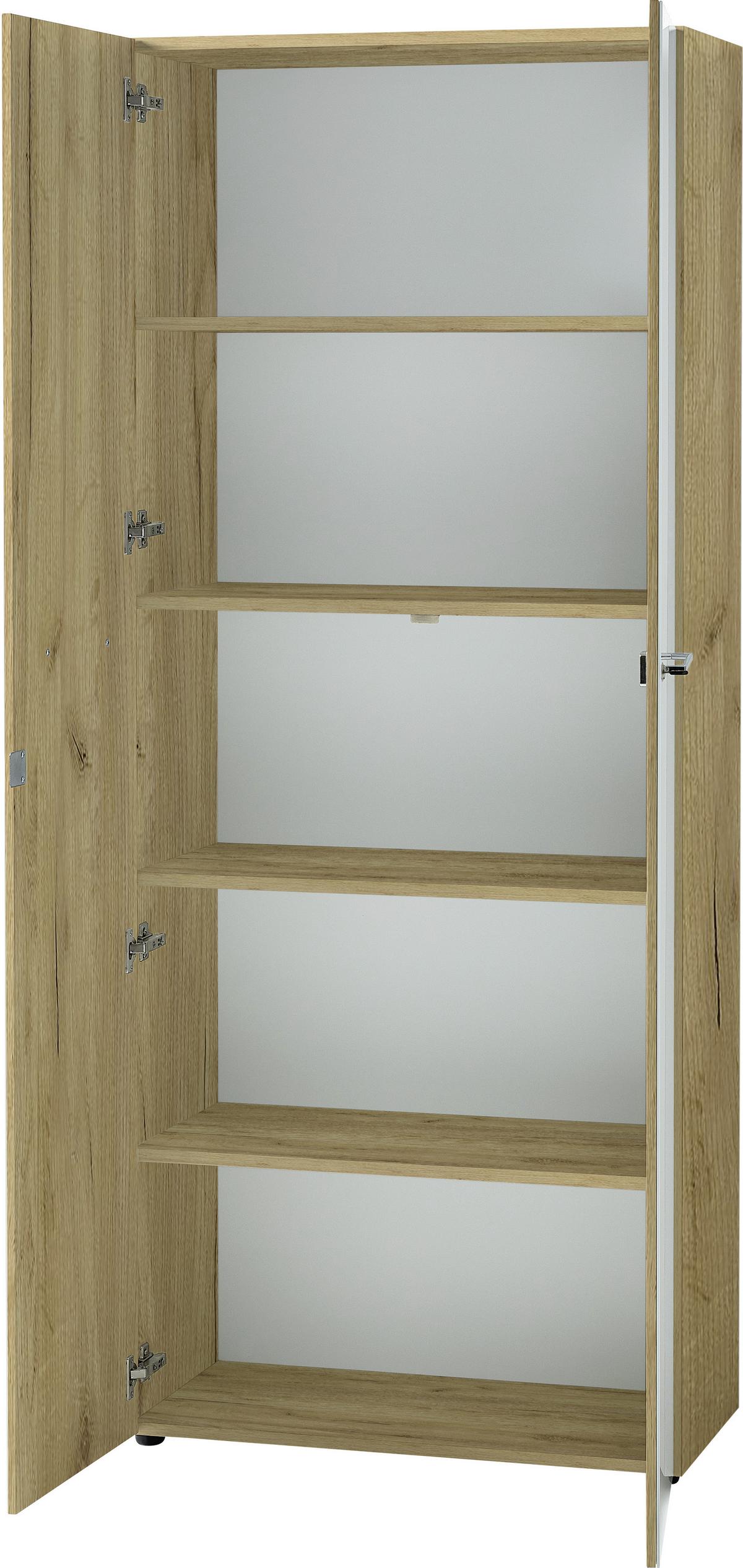Aktenschrank Gw-monteria Weiß/eiche Dekor B: 80 Cm - Eichefarben/Weiß, MODERN, Glas/Holzwerkstoff (80/196/37cm) - Germania