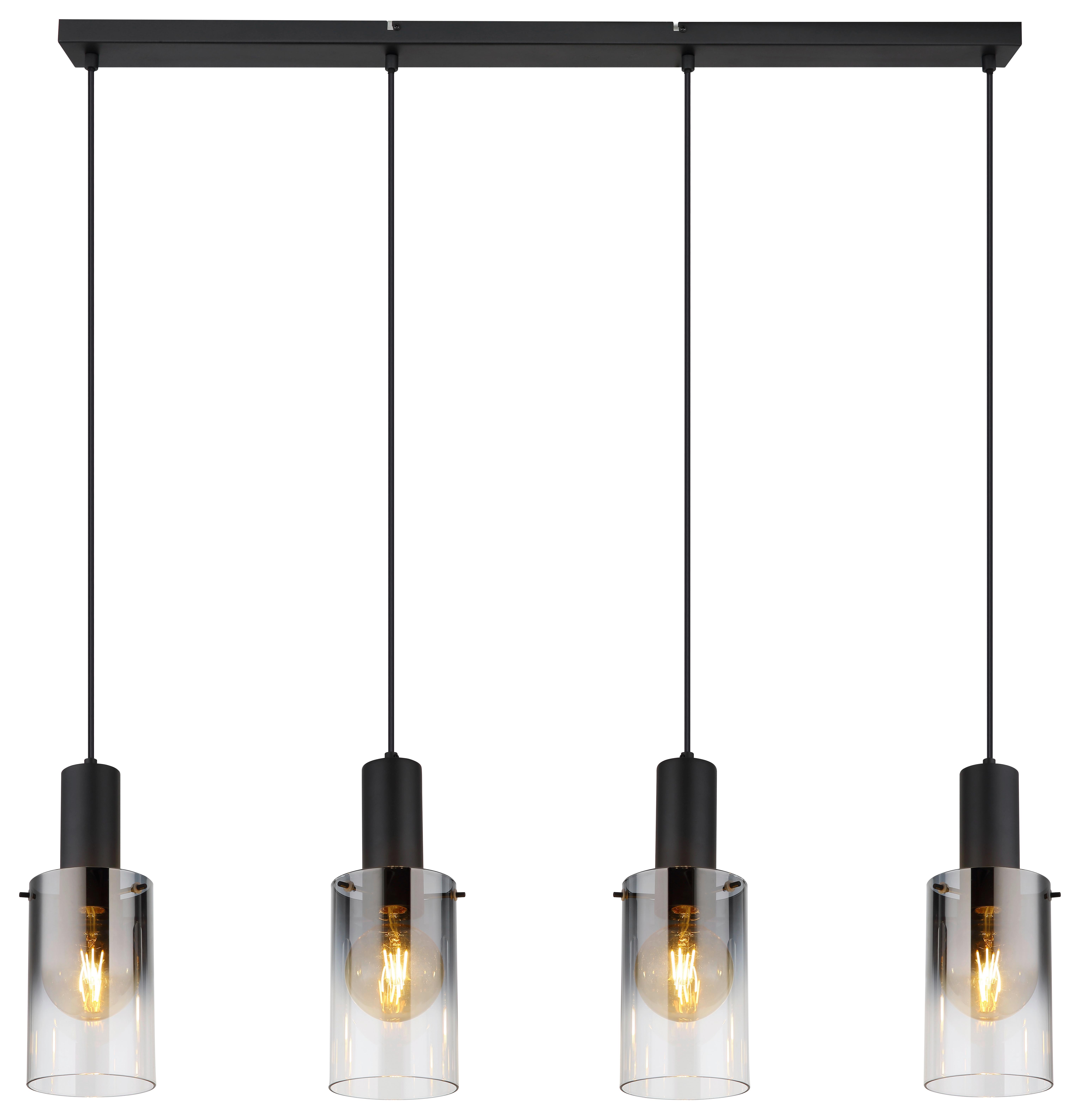 Hängeleuchte 15907-4h - Klar/Schwarz, Design, Glas/Kunststoff (102,5/12,5/150cm) - Globo