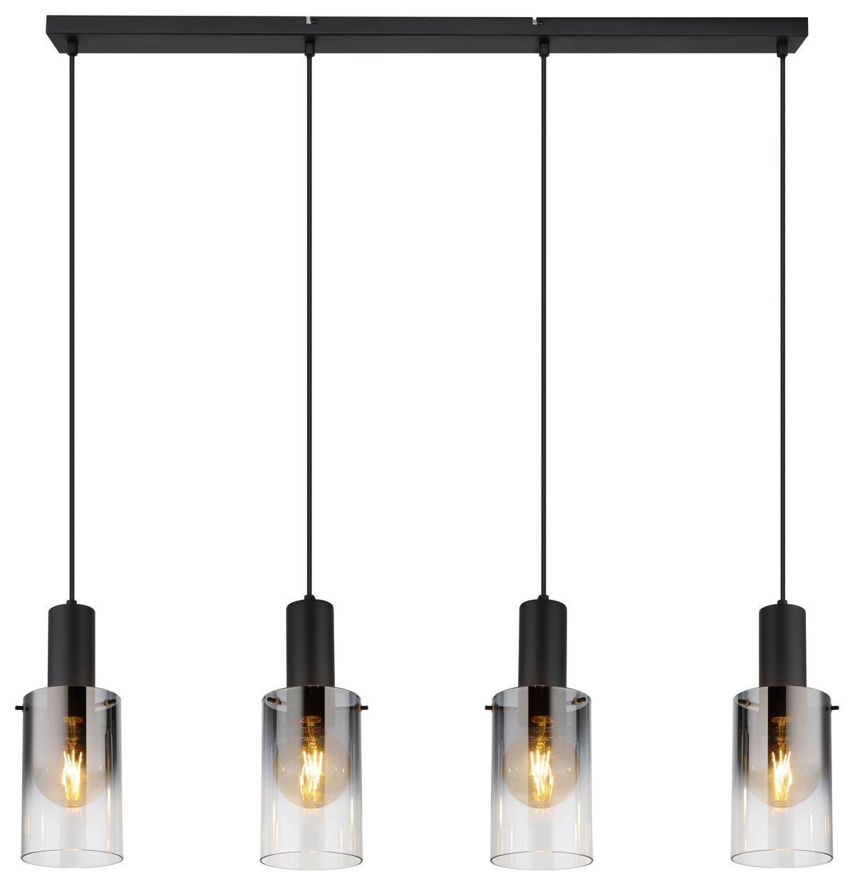 Hängeleuchte 15907-4h - Klar/Schwarz, Design, Glas/Kunststoff (102,5/12,5/150cm) - Globo