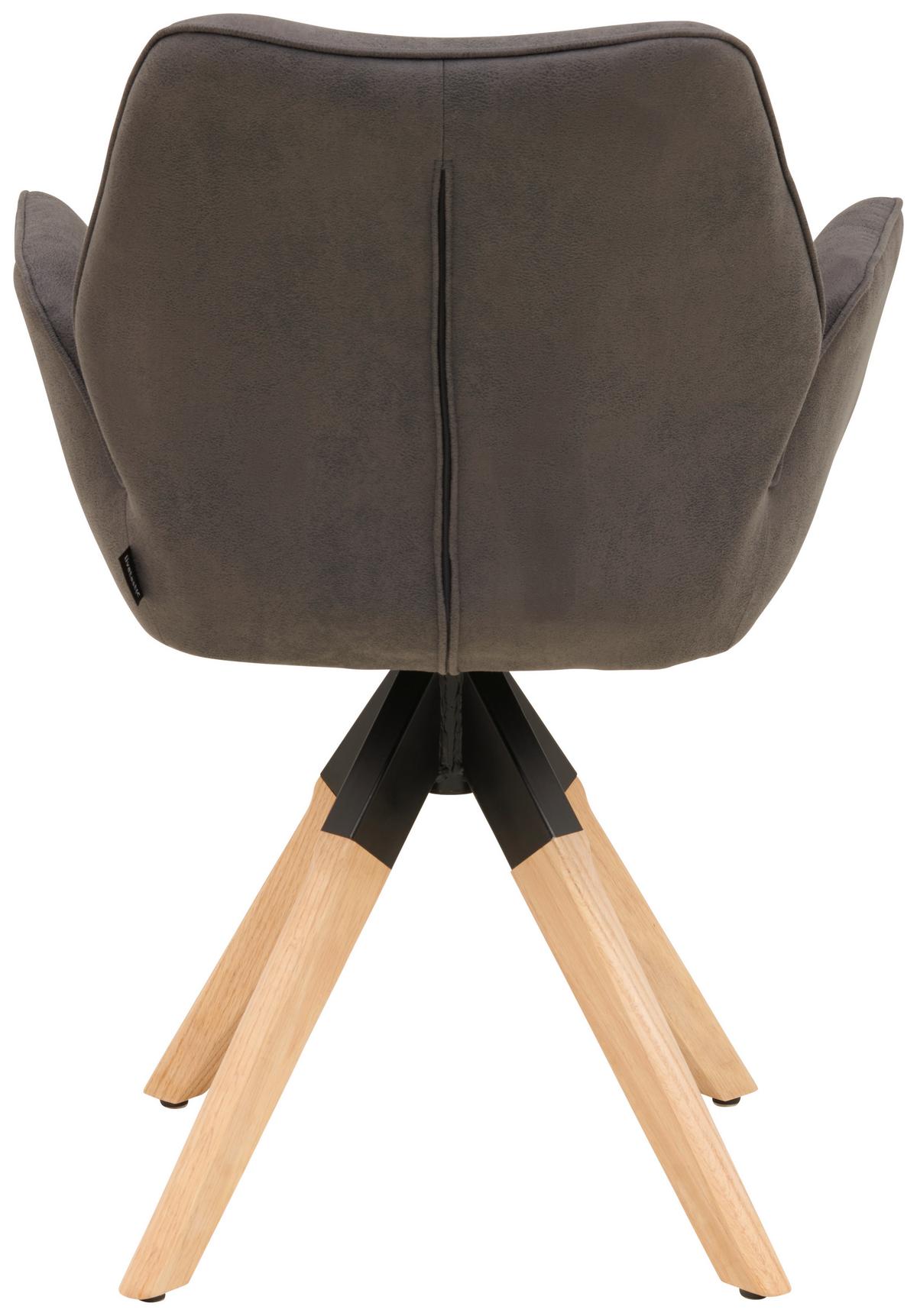 Armlehnstuhl Monza Anthrazit/Naturfarben B: 61 cm - Anthrazit/Naturfarben, MODERN, Holz/Textil (61/86/62cm) - Livetastic