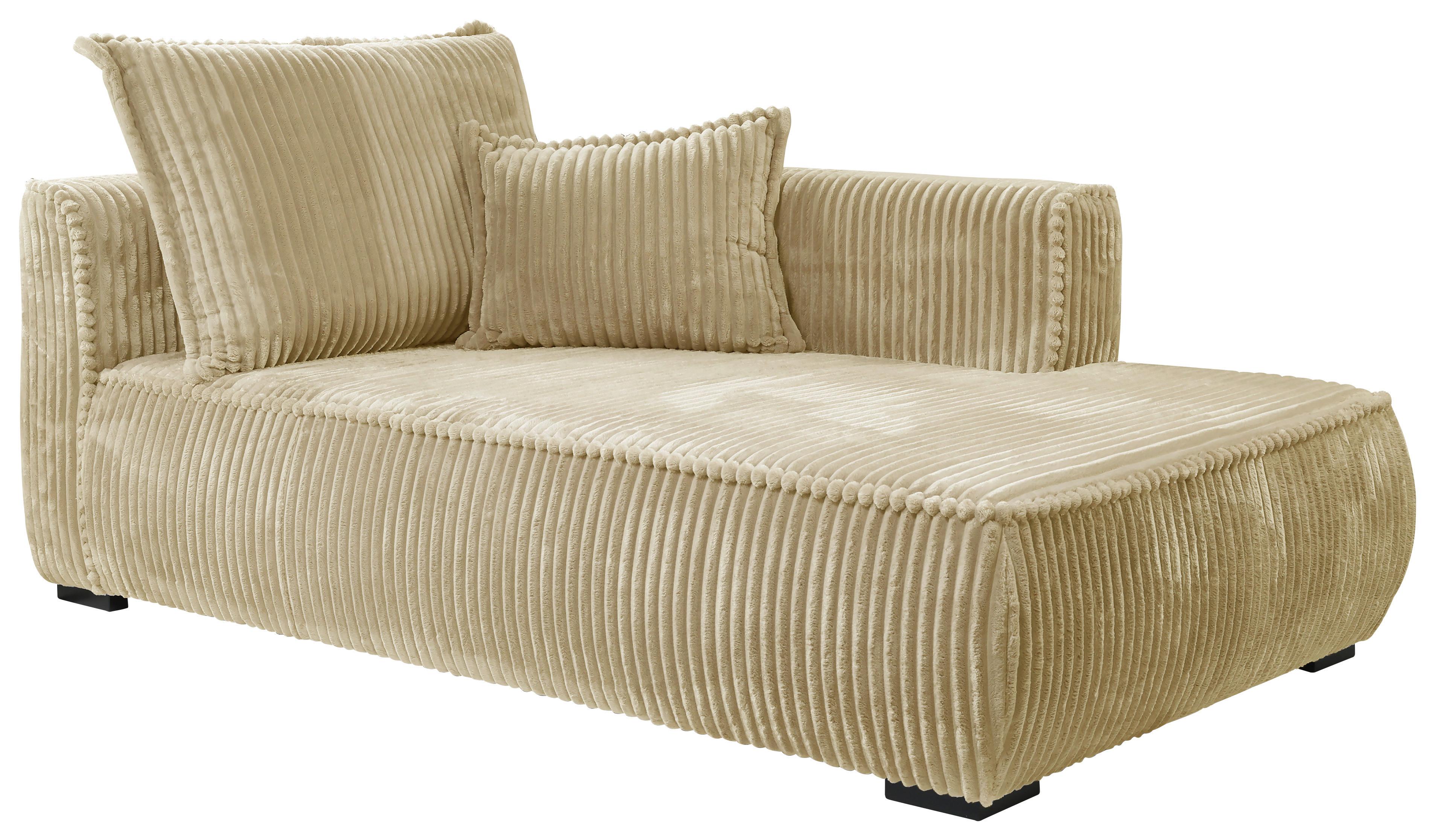 Recamiere Modena rechts Beige, B: 208 cm - Beige/Schwarz, Design, Textil (207/75/121cm) - MID.YOU