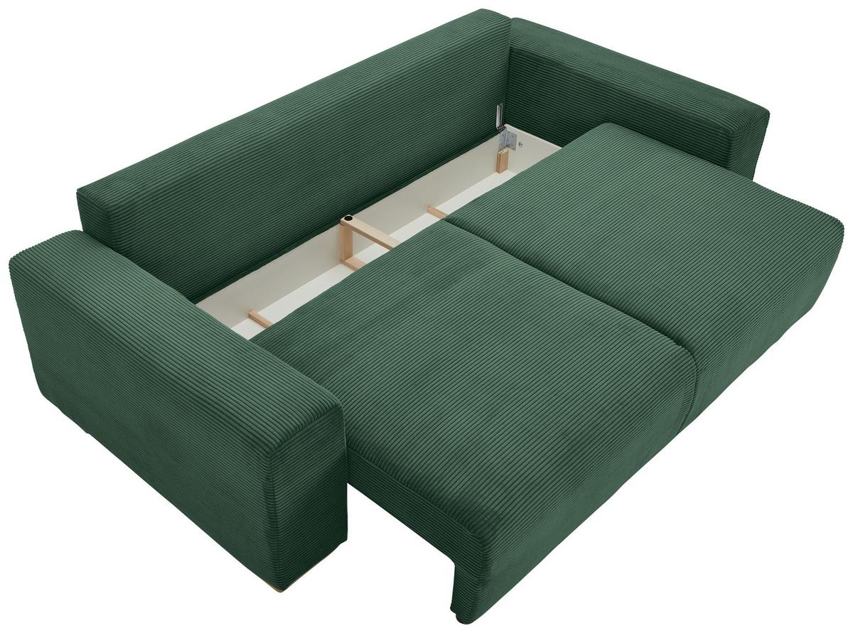 Schlafsofa Vouge Grün Bettkasten, B: 255 Cm - Buchefarben/Schwarz, KONVENTIONELL, Textil (255/86/123cm) - Livetastic