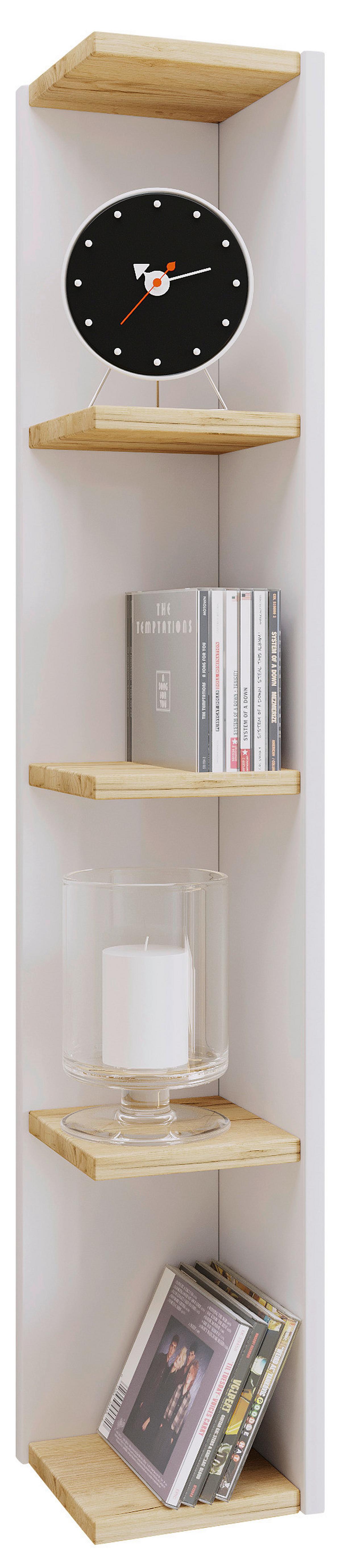 Eckregal Honsa Weiß, Honigeiche Dekor B: 15cm - Honigeiche/Weiß, Design, Holzwerkstoff (15/97/17cm) - MID.YOU