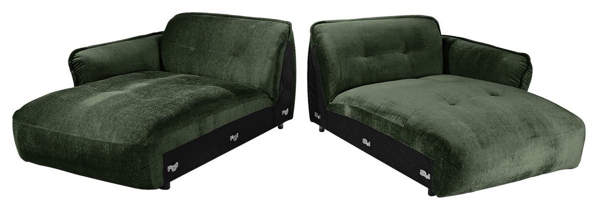 Bigsofa Fluffy, Dunkelgrün B: 285 Cm - Dunkelgrün/Schwarz, MODERN, Textil (285/87/184cm) - Trendmanufaktur