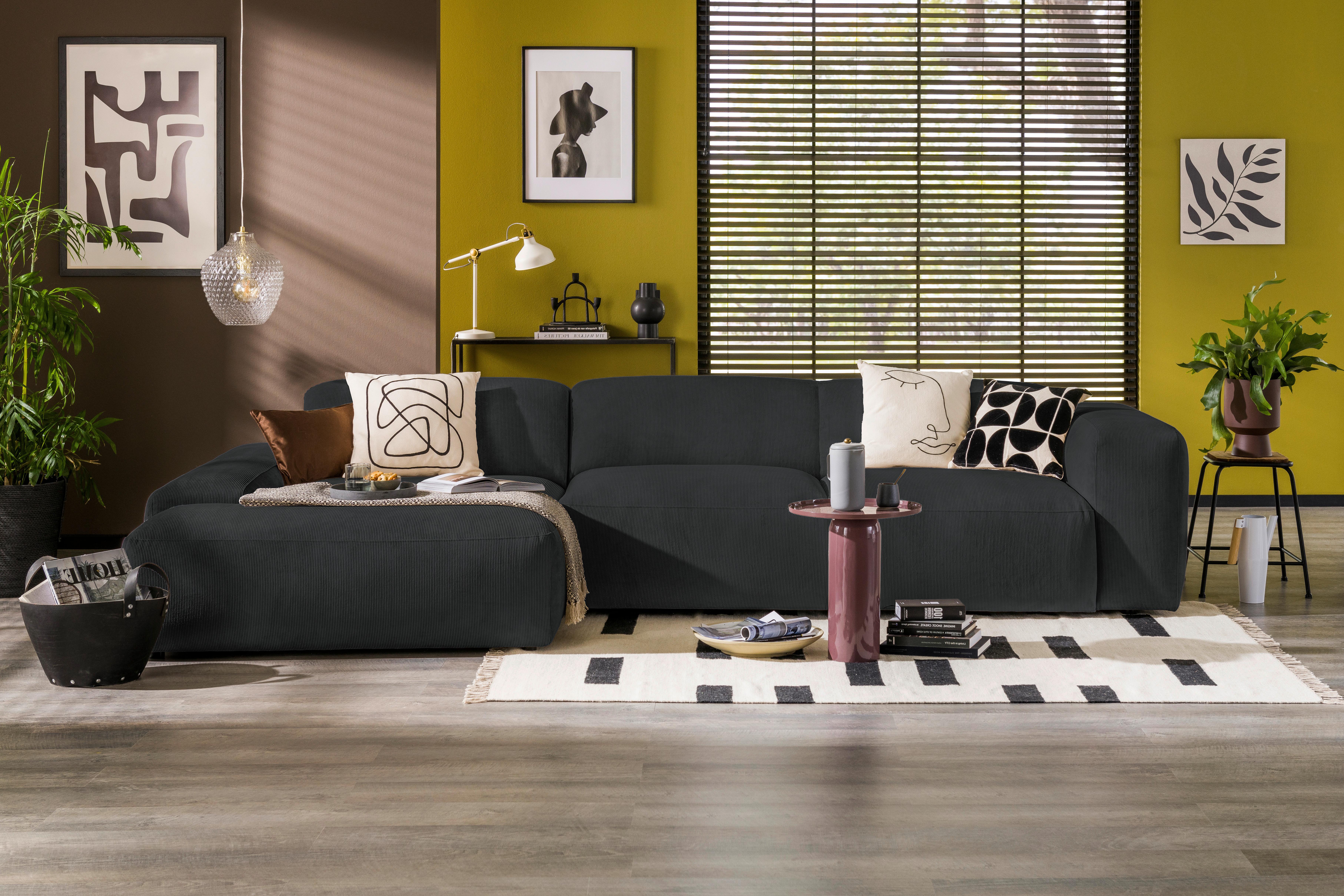 ECKSOFA Hannah Schwarz 343cm - Anthrazit/Schwarz, Design, Textil (170/343cm) - MID.YOU
