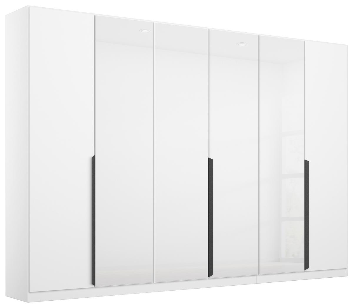 Drehtürenschrank Artemis 271 cm Weiß - Weiß Hochglanz/Weiß, MODERN, Glas/Holzwerkstoff (271/210/54cm) - Rauch Möbel