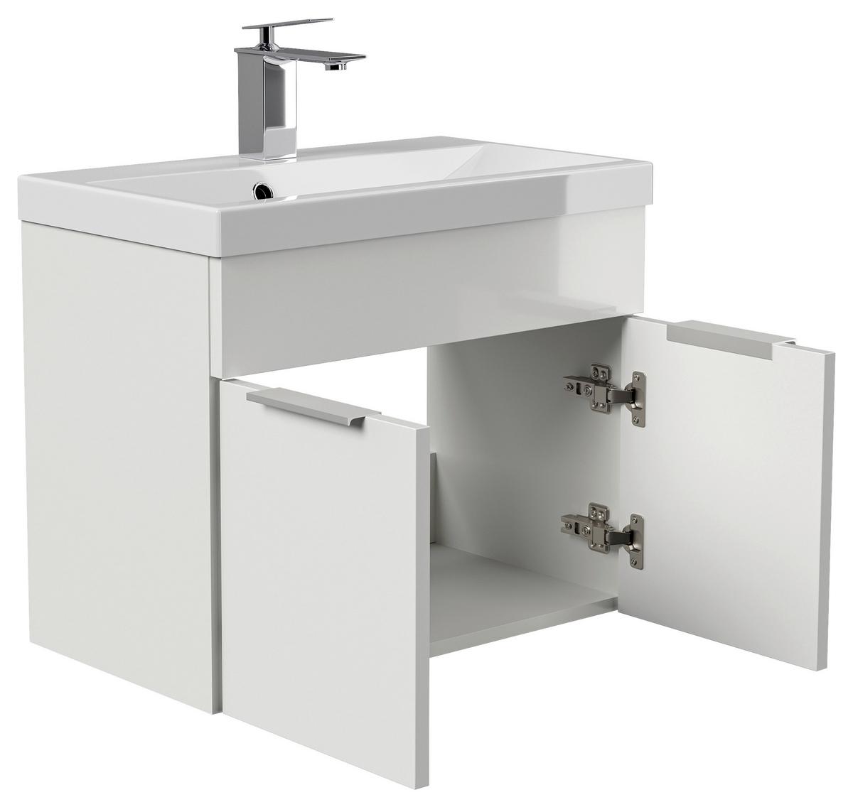 WASCHTISCHKOMBI Slimline Weiß B: 59,5cm - Weiß, Basics, Holzwerkstoff/Stein (59,5cm) - MID.YOU