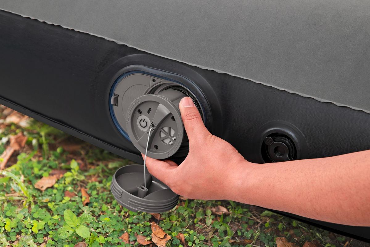 Luftbett Lisha 191x137x30 cm Bis 300kg, inkl. Pumpe - Dunkelgrau/Schwarz, KONVENTIONELL, Kunststoff/Metall (191/137/30cm) - Bestway