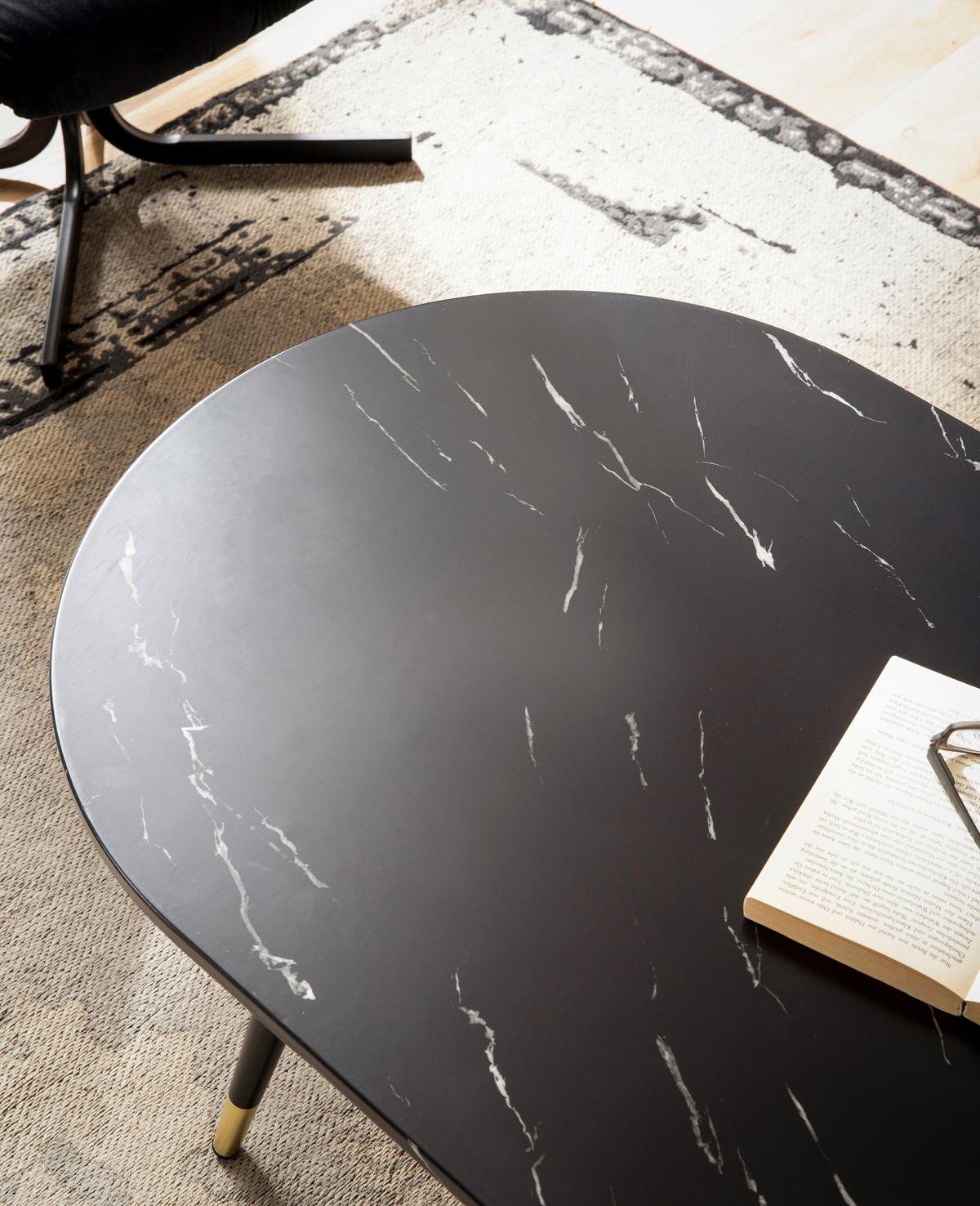 Couchtisch Marmoroptik Schwarz L: 120 Cm - Goldfarben/Schwarz, Design, Holzwerkstoff/Metall (120/60/41,5cm) - MID.YOU