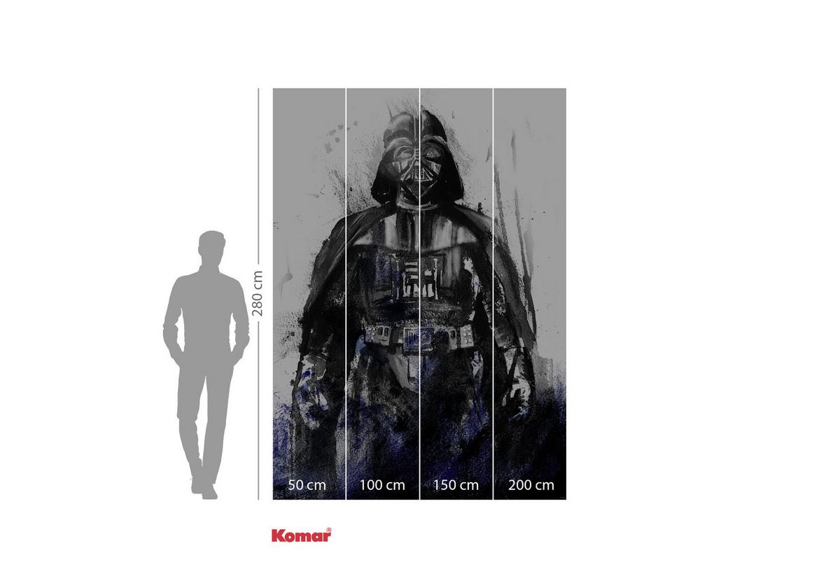 Fototapete Star Wars Watercolor Vader - Schwarz/Weiß, Trend, Textil (200/280cm)