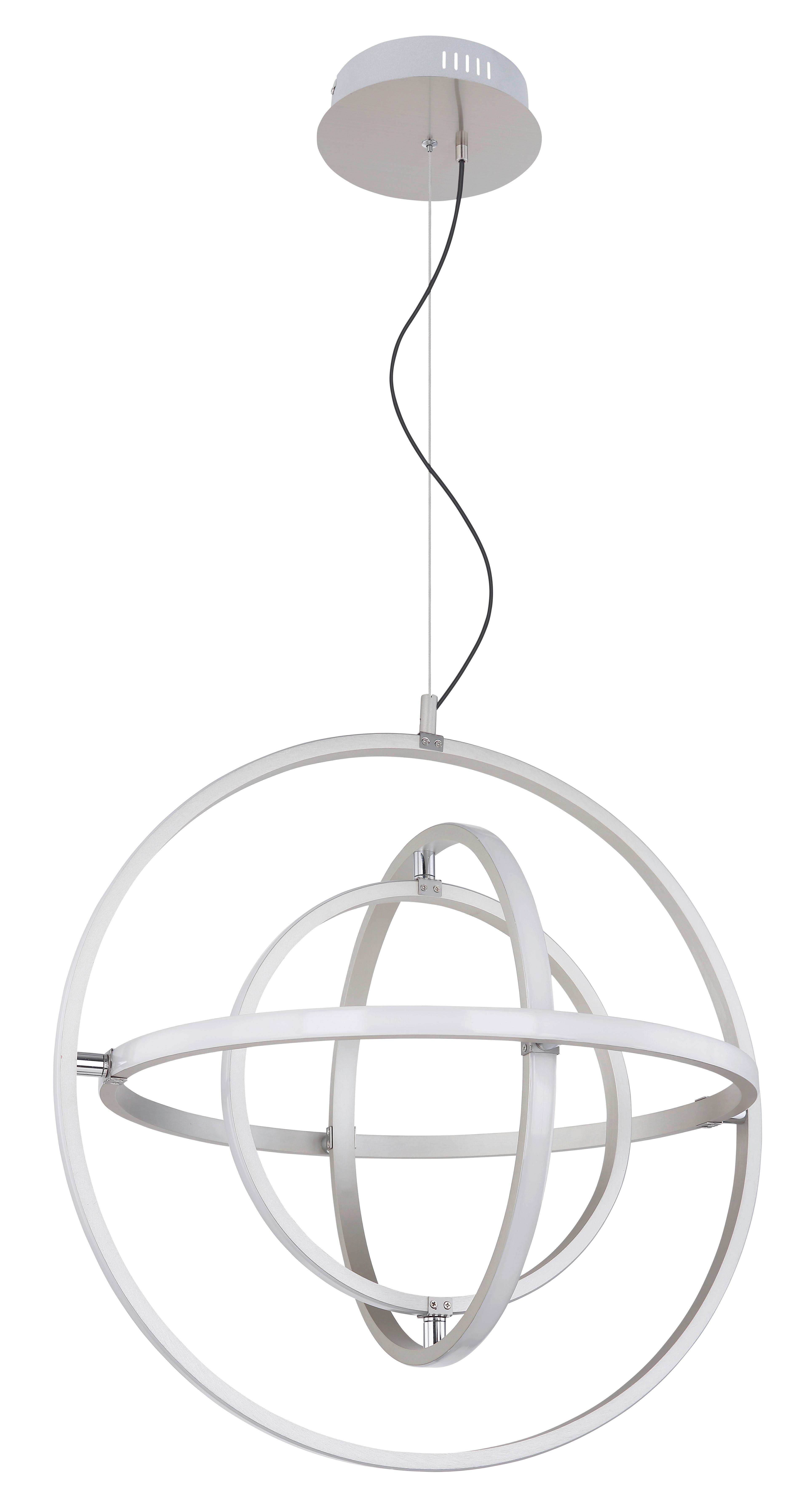 Led-hängeleuchte Kurus H: 150 Cm 1-Flammig, Dimmbar - Opal/Nickelfarben, Basics, Kunststoff/Metall (58/150cm) - Globo