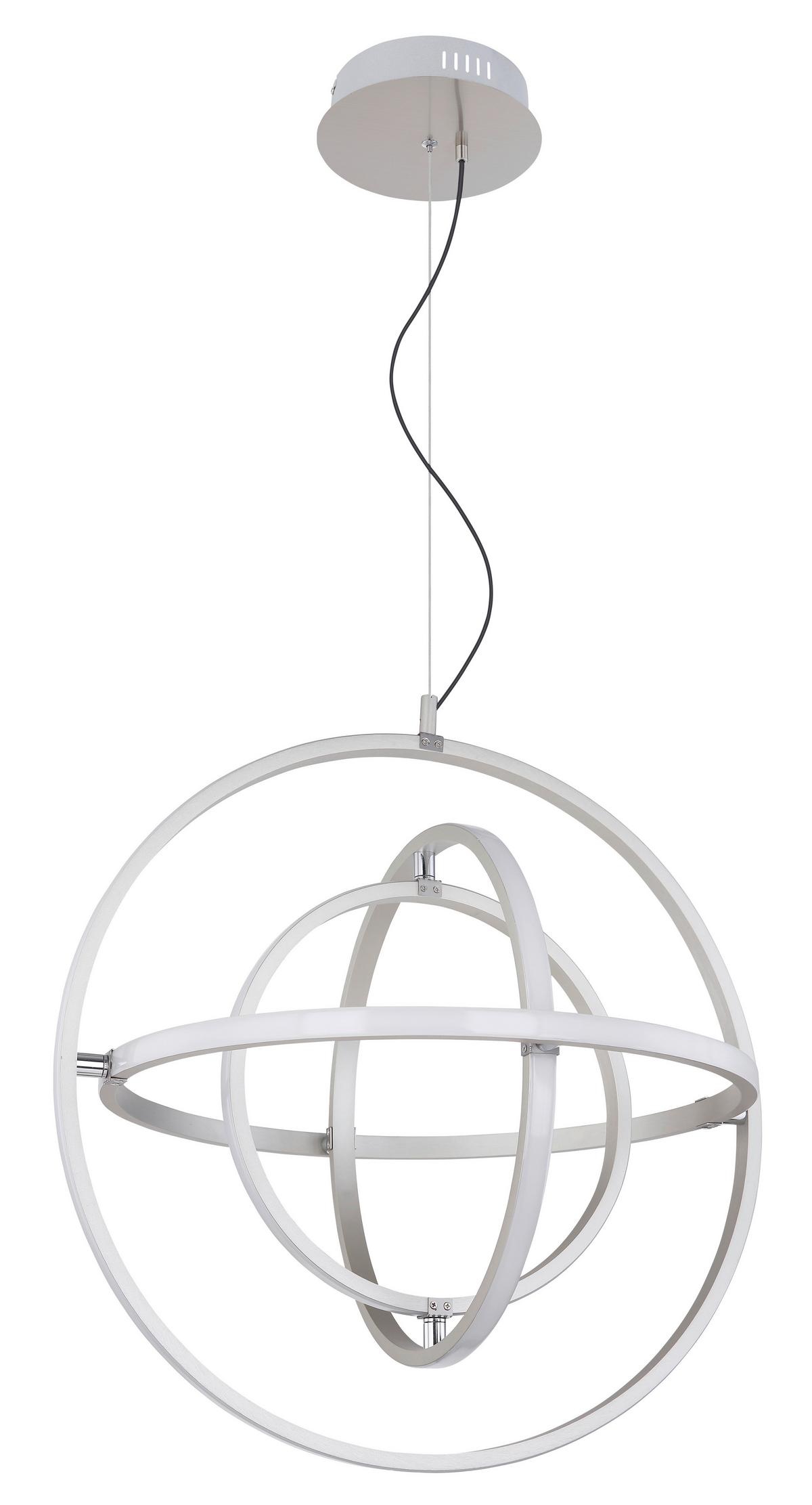 Led-hängeleuchte Kurus H: 150 Cm 1-Flammig, Dimmbar - Opal/Nickelfarben, Basics, Kunststoff/Metall (58/150cm) - Globo