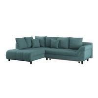 Ecksofa Mendoza - Petrol/Schwarz, Design, Textil (197/309cm) - Ondega