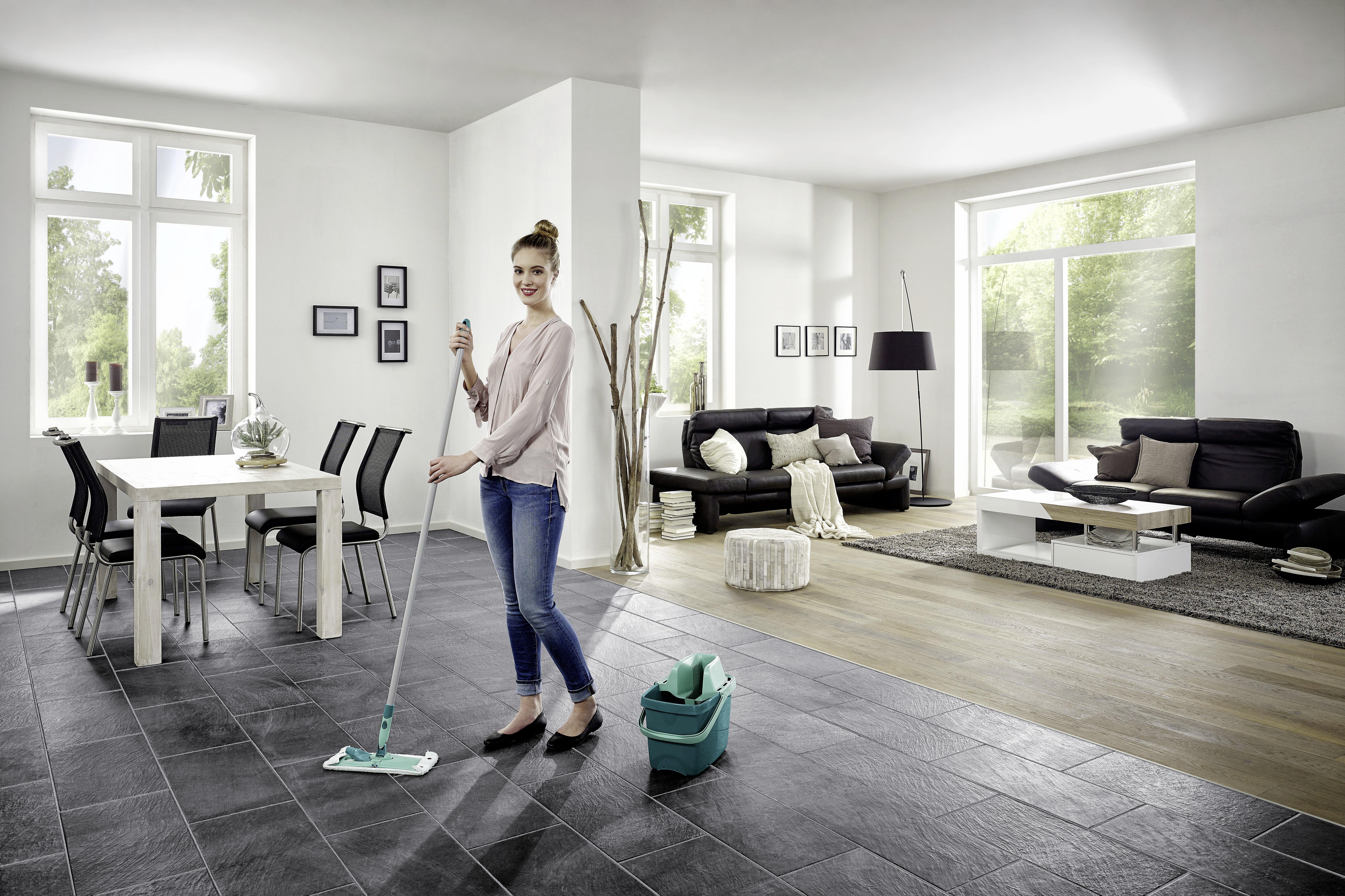 Bodenreinigungsset Combi m mit 12 L-Eimer - Türkis/Grau, Basics, Kunststoff/Metall - Leifheit