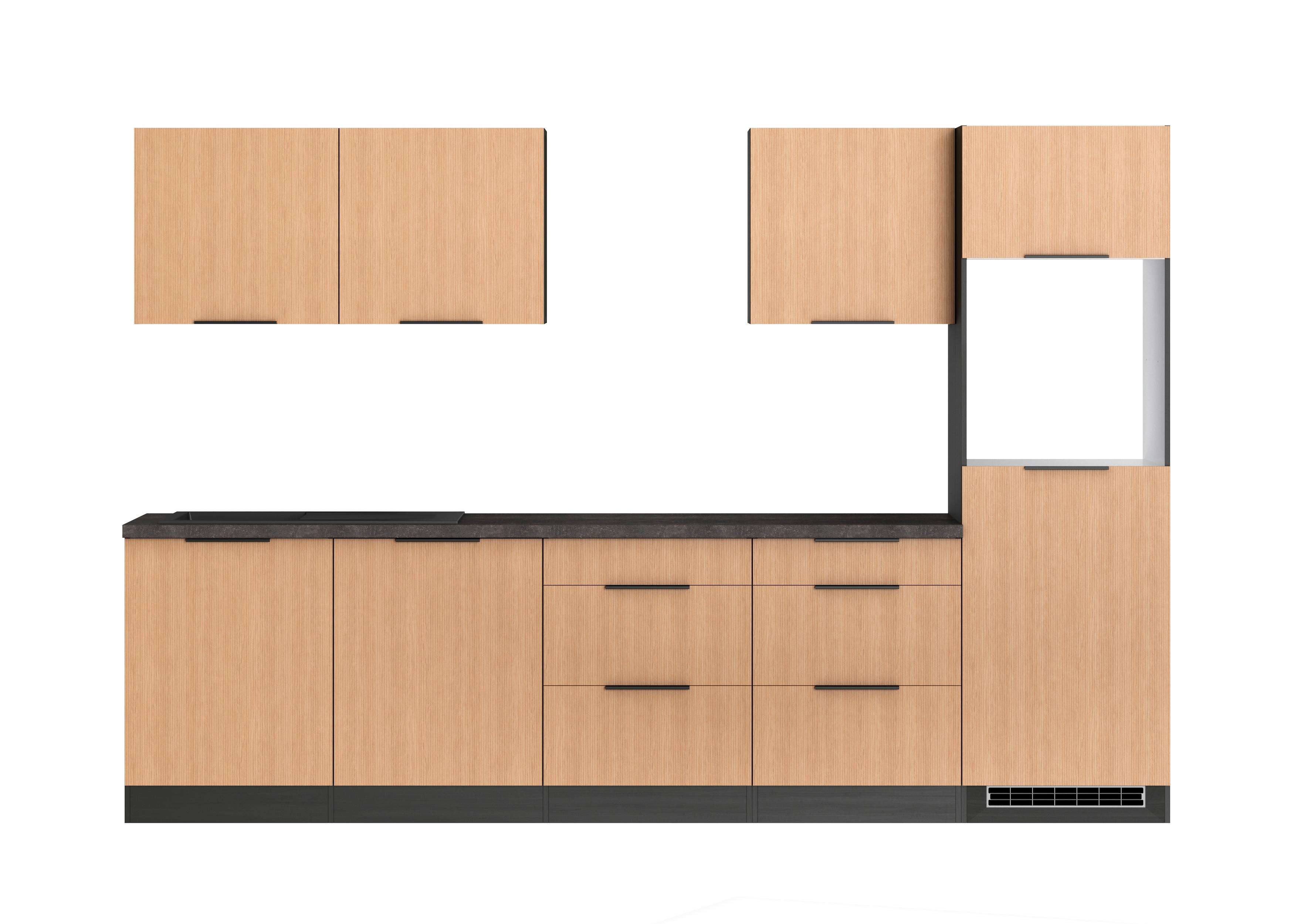 Küchenleerblock Glasgow Eichefarben/graphit B: 300 Cm - Eichefarben/Graphitfarben, LIFESTYLE, Holzwerkstoff (300cm) - Held