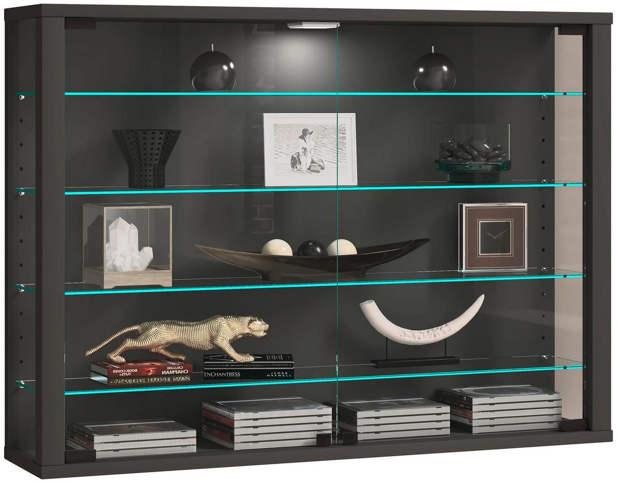 Hängevitrine Vitrosa Anthrazit Dekor B:83cm - Anthrazit, Design, Glas/Holzwerkstoff (83/60/18cm) - MID.YOU
