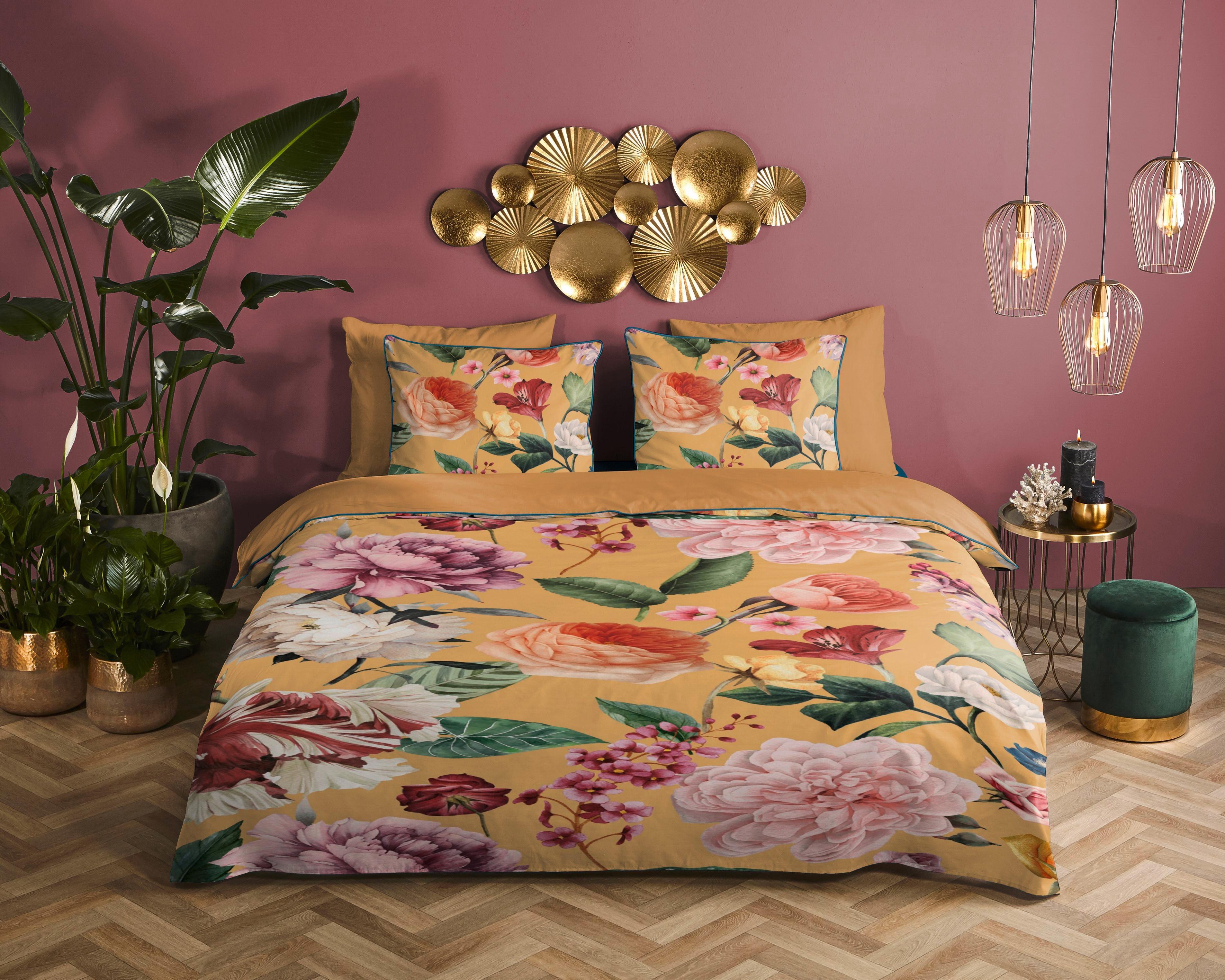 Wendebettwäsche 140x200 cm Fiori Descanso Gelb Blume - Gelb, Basics, Textil (140/200cm)