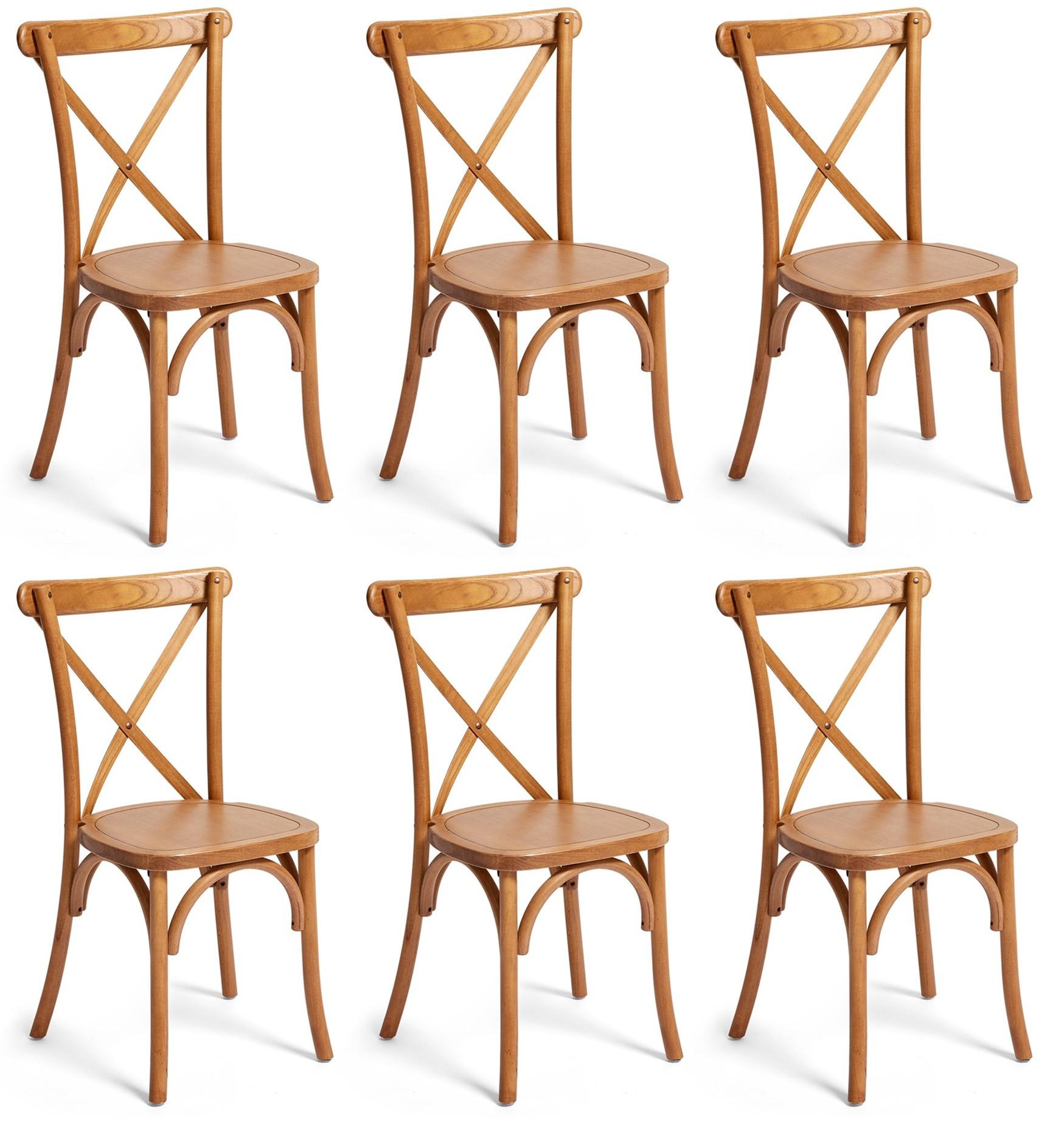 Stapelsessel Crossback Stapelstuhl - Braun, Basics, Holz (48/88/47cm)