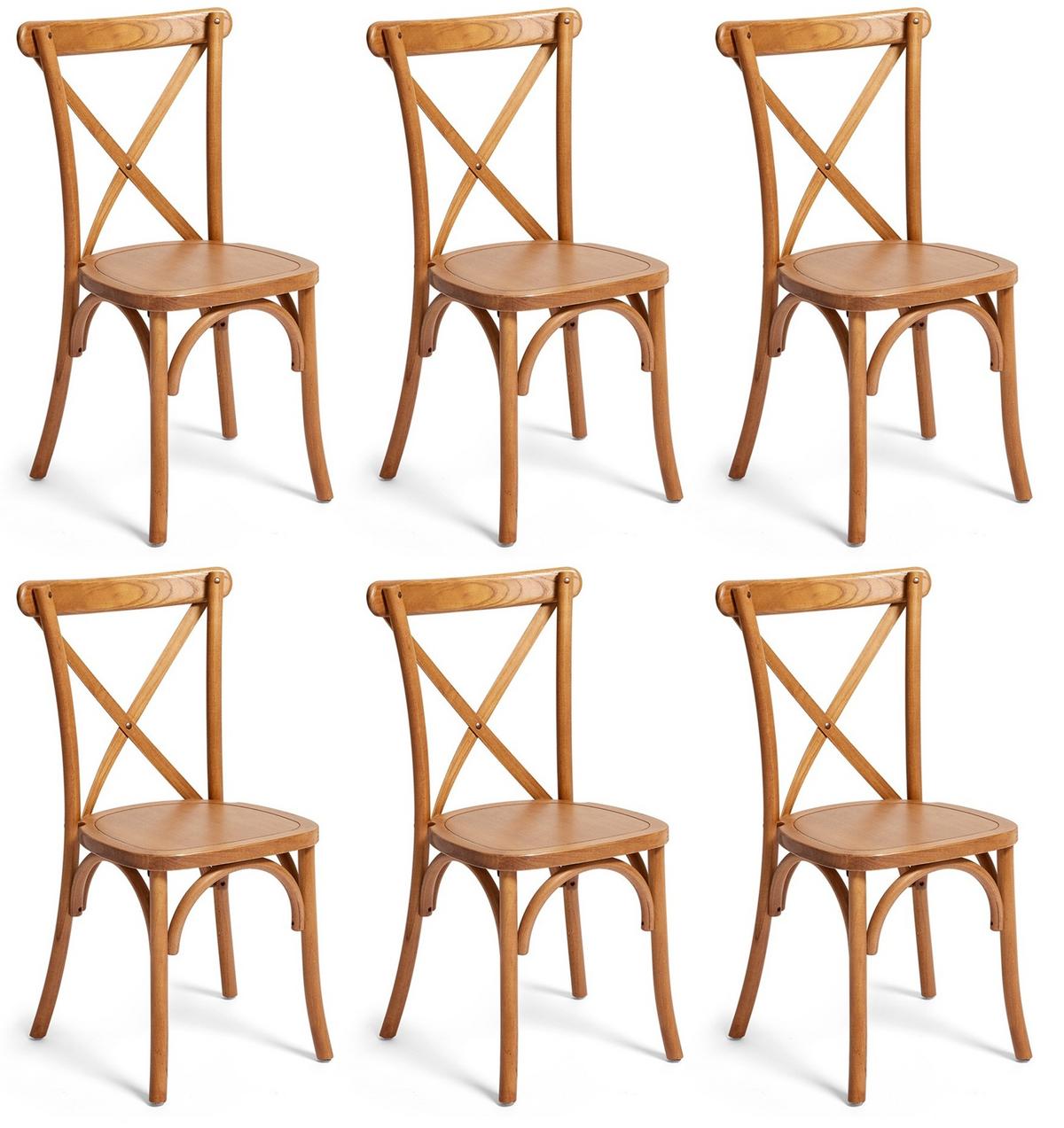 Stapelsessel Crossback Stapelstuhl - Braun, Basics, Holz (48/88/47cm)