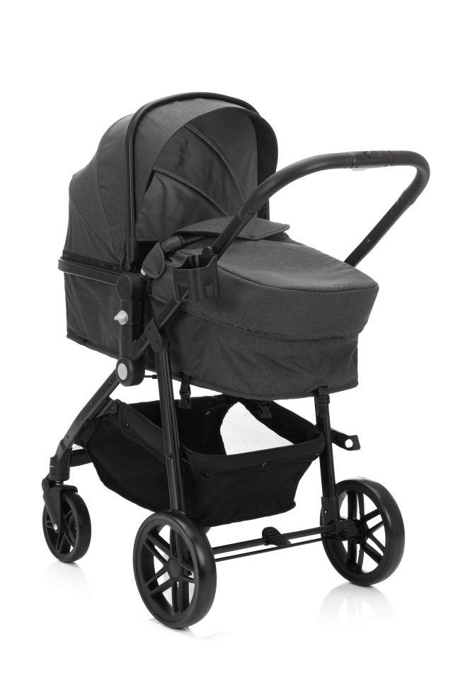 Kinderwagen Balu Premium 3in1 mit Babyschale + Sonnenschutz - Anthrazit/Schwarz, MODERN, Kunststoff/Metall (103/58/104cm) - Fillikid