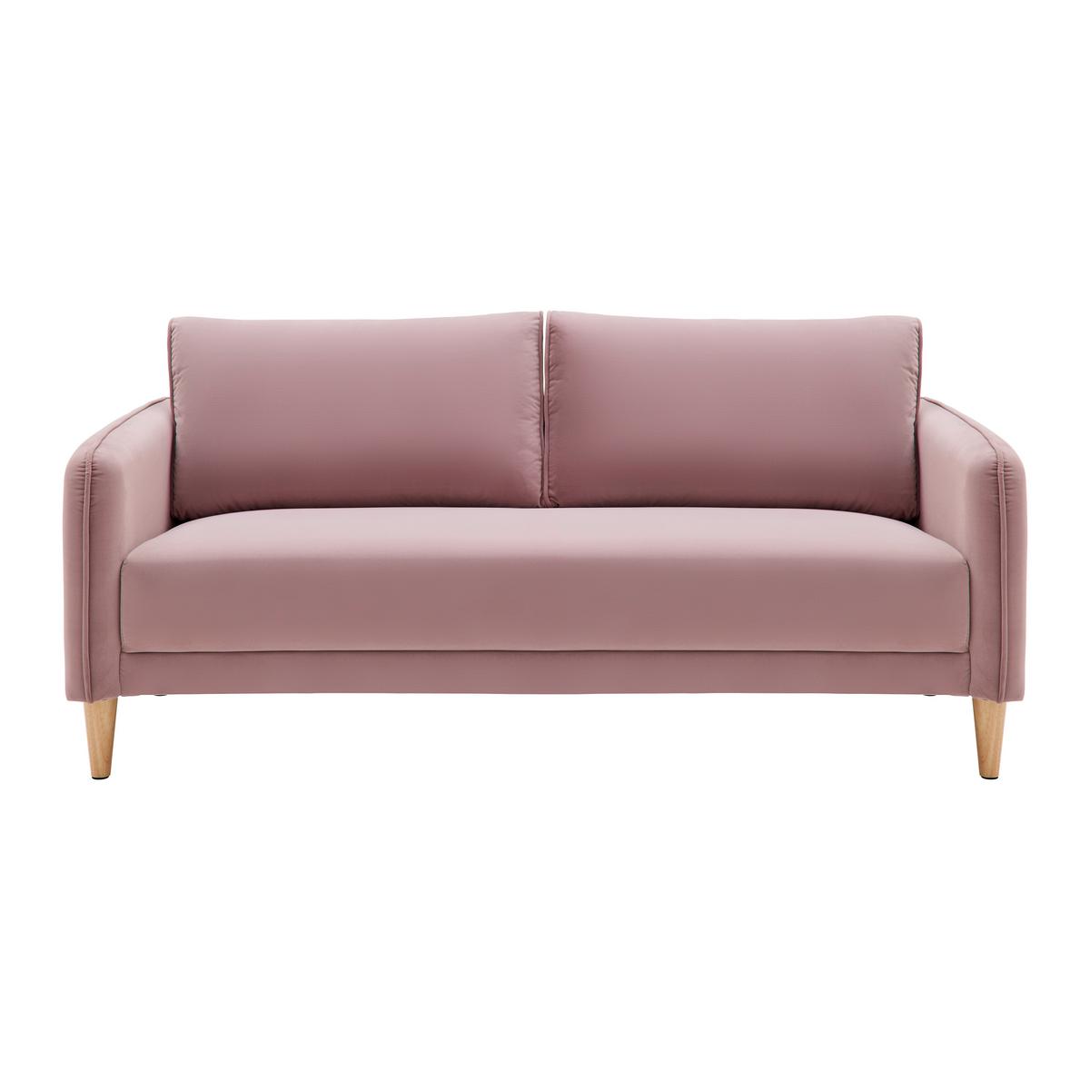 Pohovka LIVIA růžová - růžová/přírodní barvy, Moderní, dřevo/textil (176/78/76cm) - Bessagi Home
