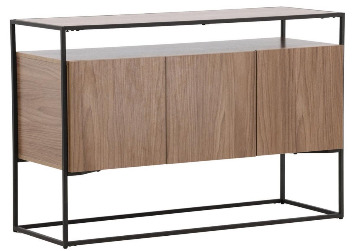 Sideboard Kingsport - Walnussfarben/Schwarz, Design, Holz/Metall (120/80/45cm) - Livetastic