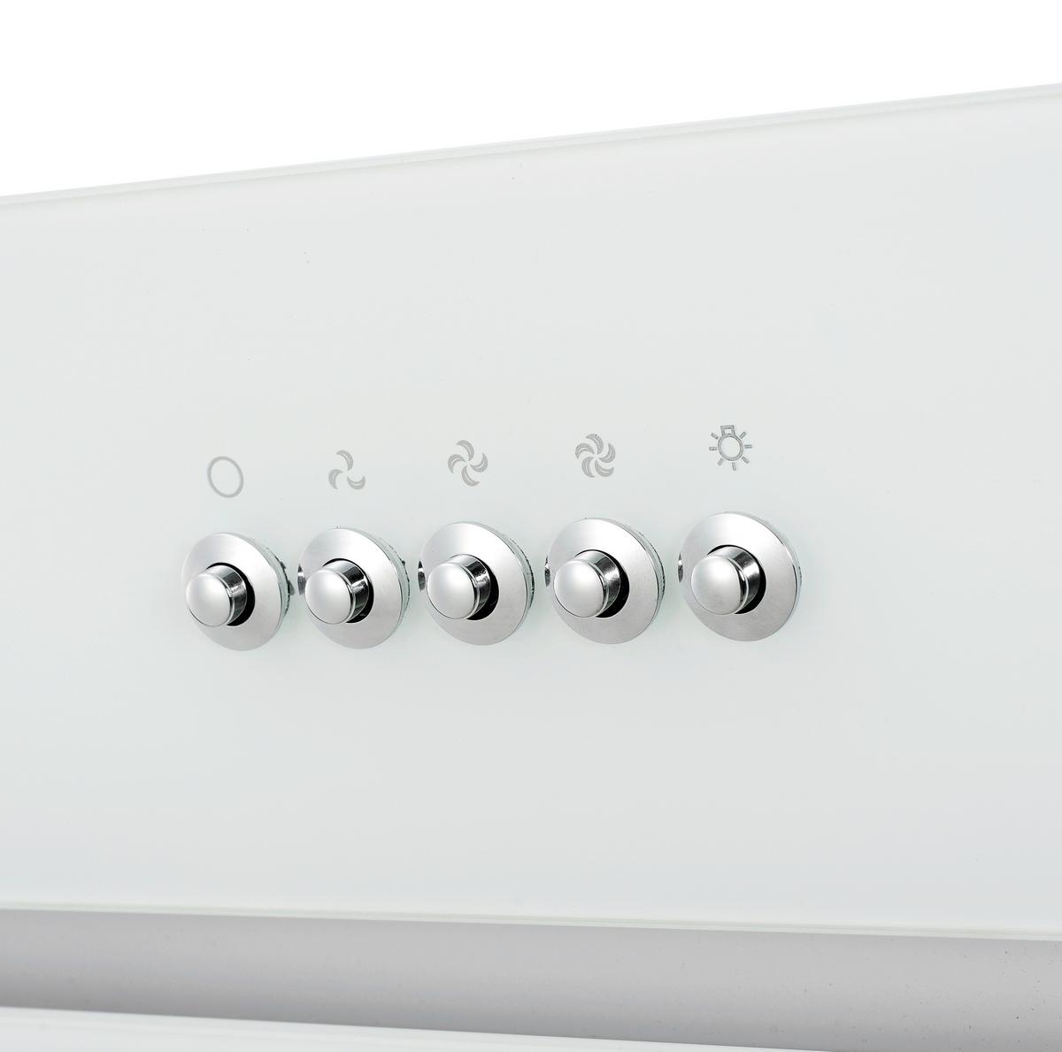 Dunstabzugshaube Svea Weiß B: 60 cm, Led - Weiß, Trend, Glas/Metall (60/73,9-111,9/35cm) - Respekta