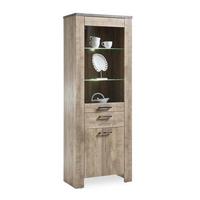 Vitrine Edmonton B: 72 cm Mit Led, Samdal Eiche Dekor - Eichefarben/Anthrazit, Basics, Glas/Holzwerkstoff (72/193/45cm) - MID.YOU
